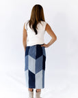 Vivian Color Blocked Denim Skirt