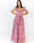Lana Embroidered Ruffle Maxi · Pink
