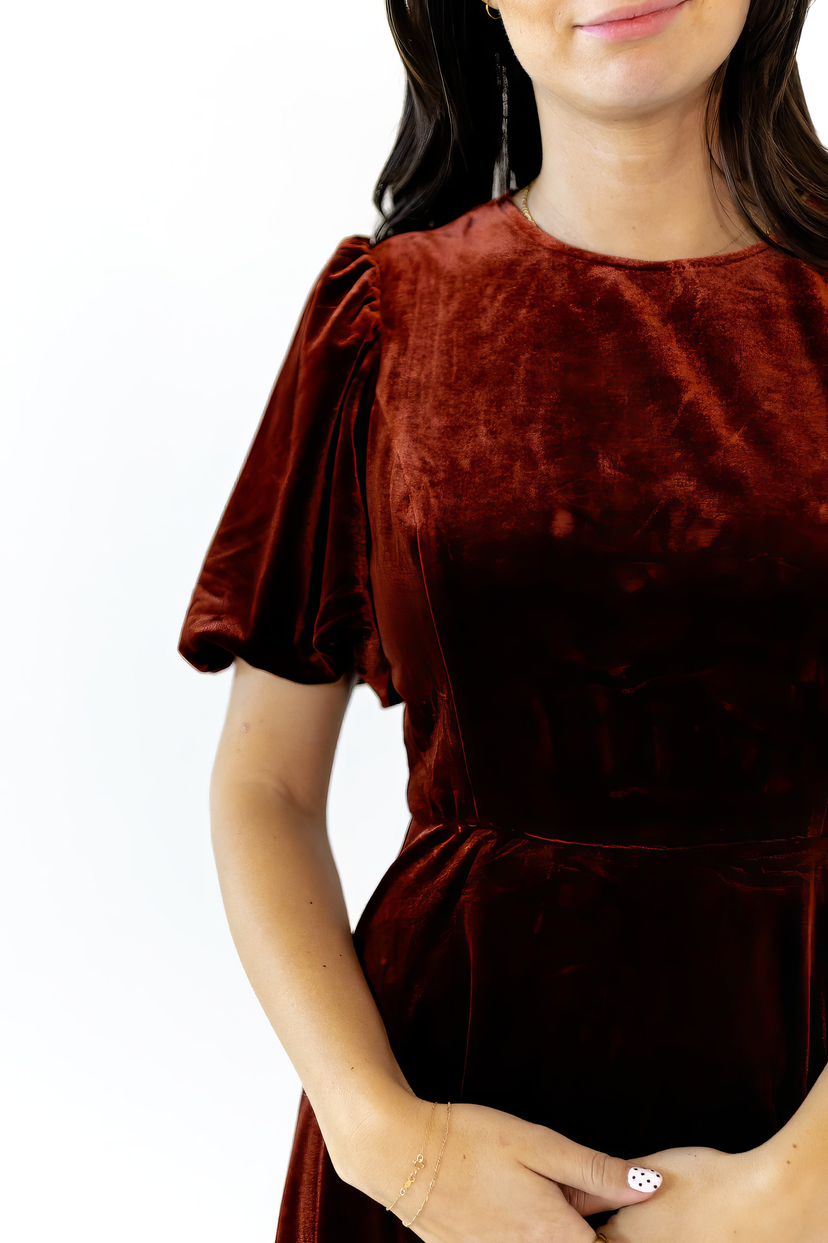 Chestnut Velvet Midi Dress