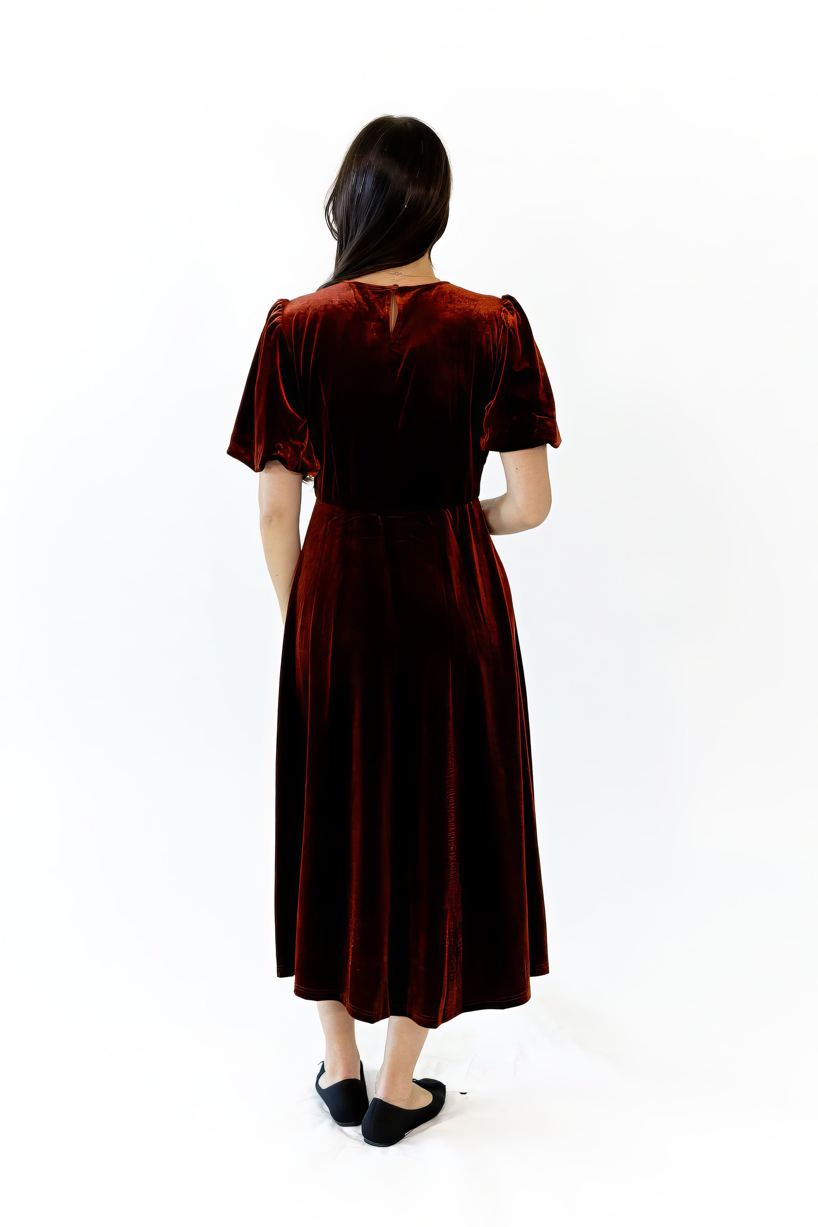 Chestnut Velvet Midi Dress