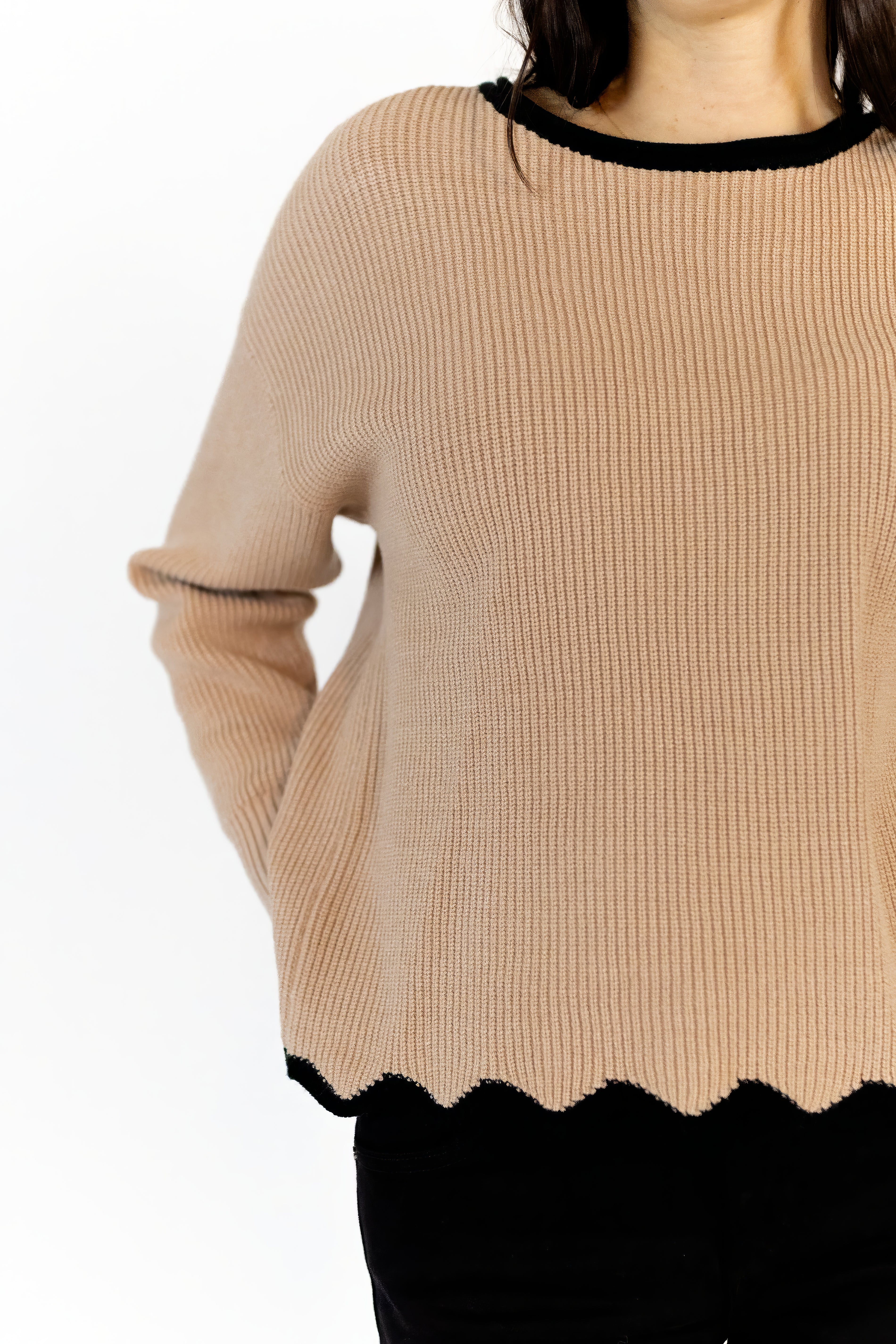 Trista Scalloped Hem Sweater