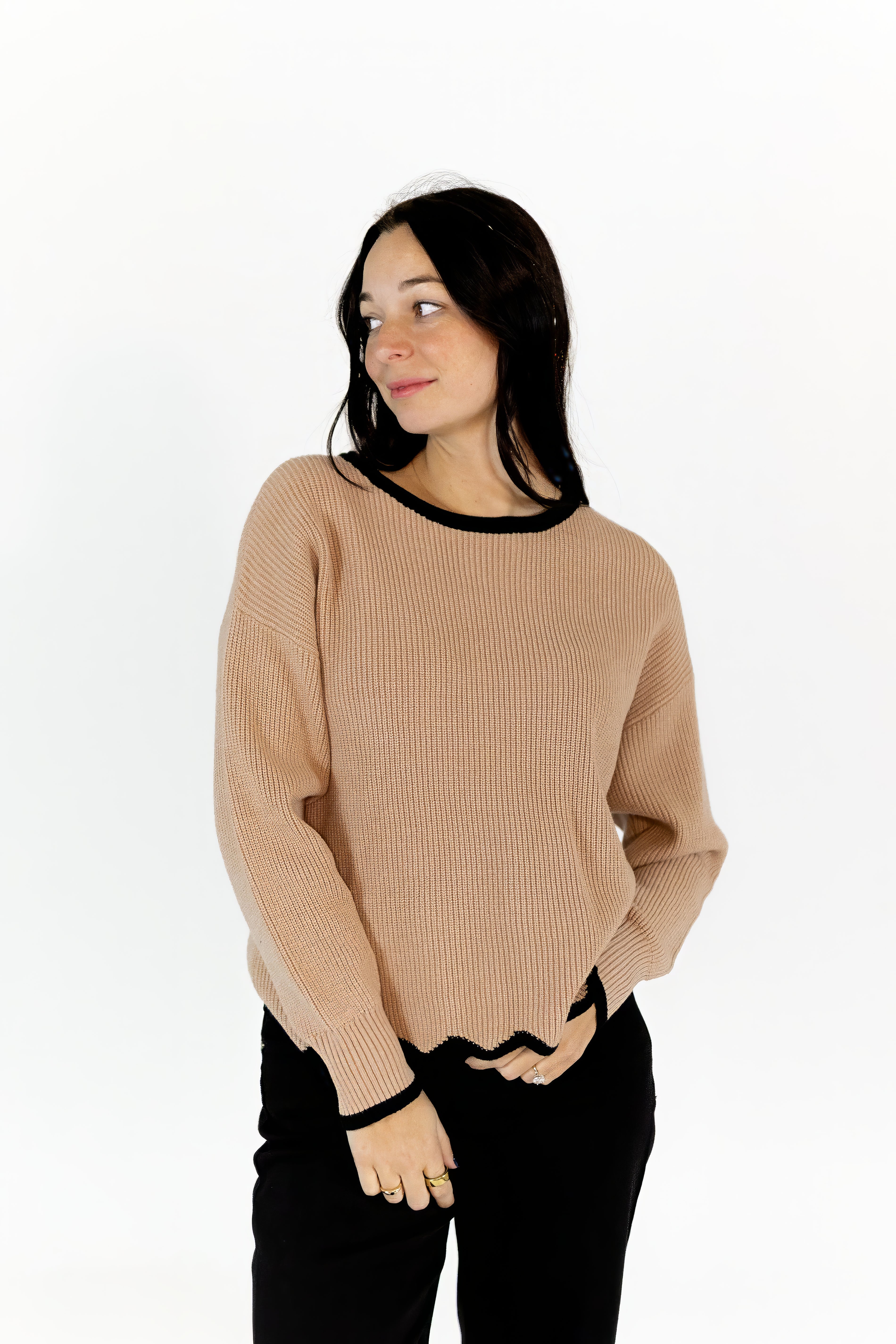 Trista Scalloped Hem Sweater