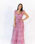 Lana Embroidered Ruffle Maxi · Pink