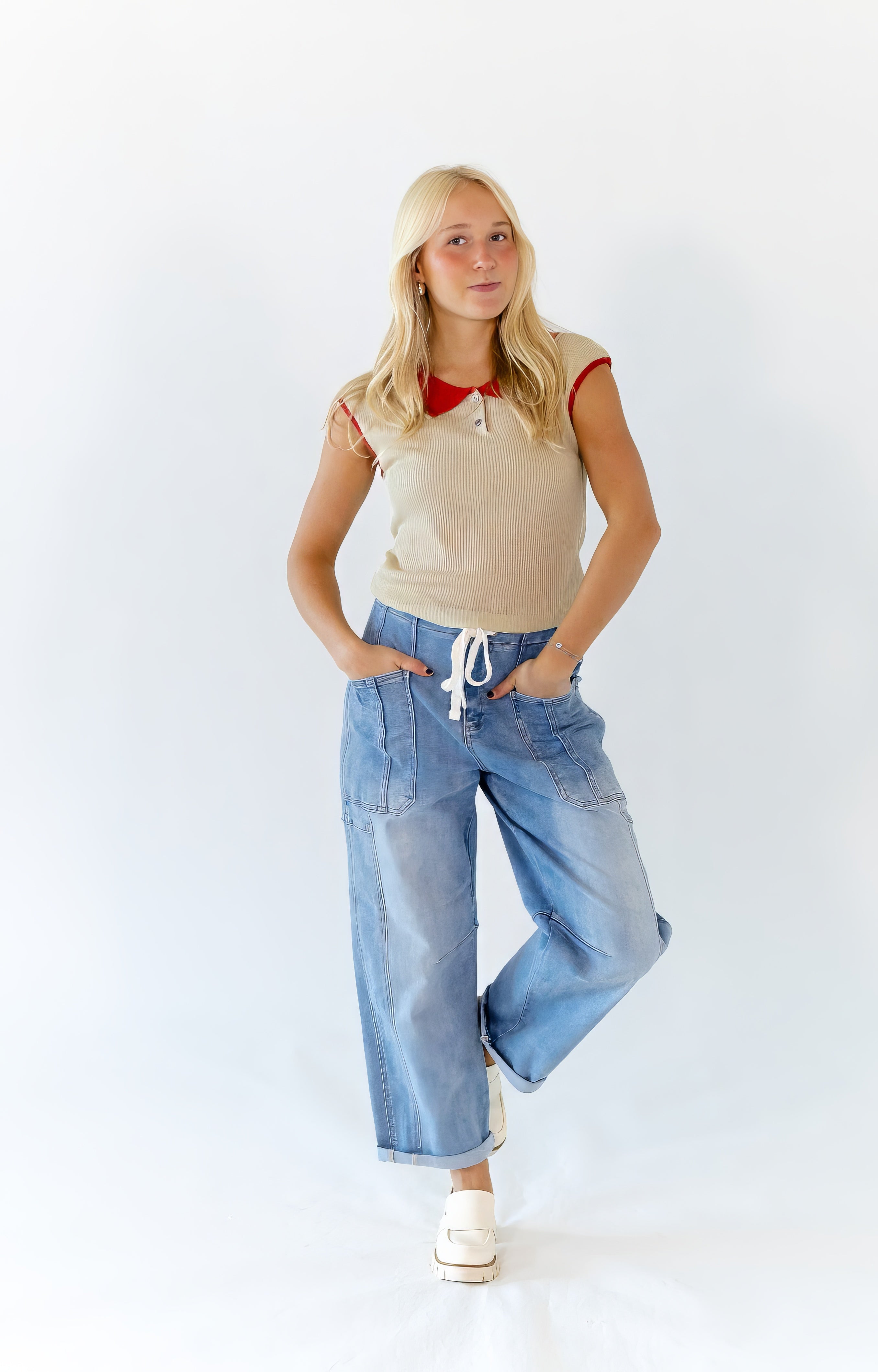 Sonrel Contrast Collared Top