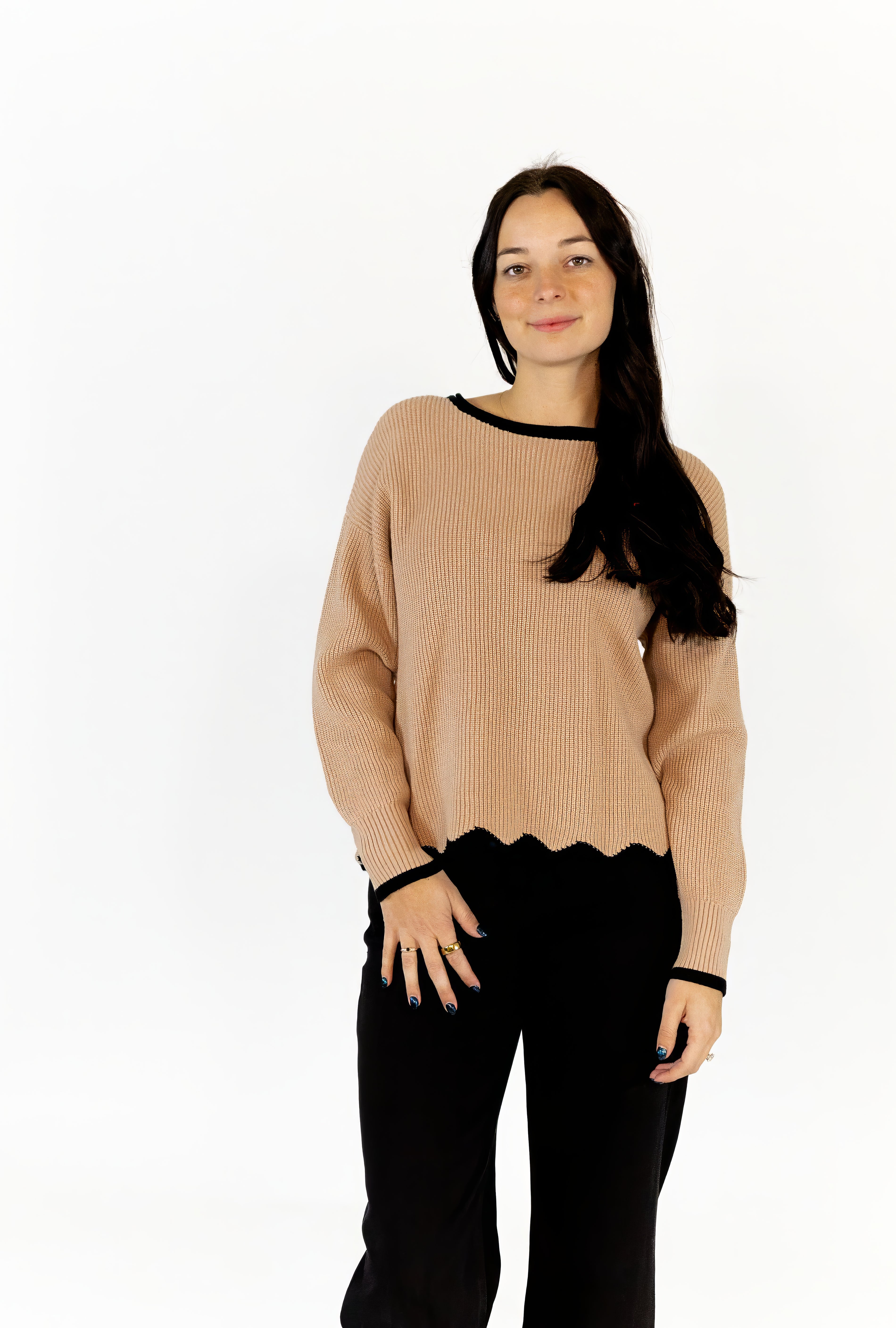 Trista Scalloped Hem Sweater