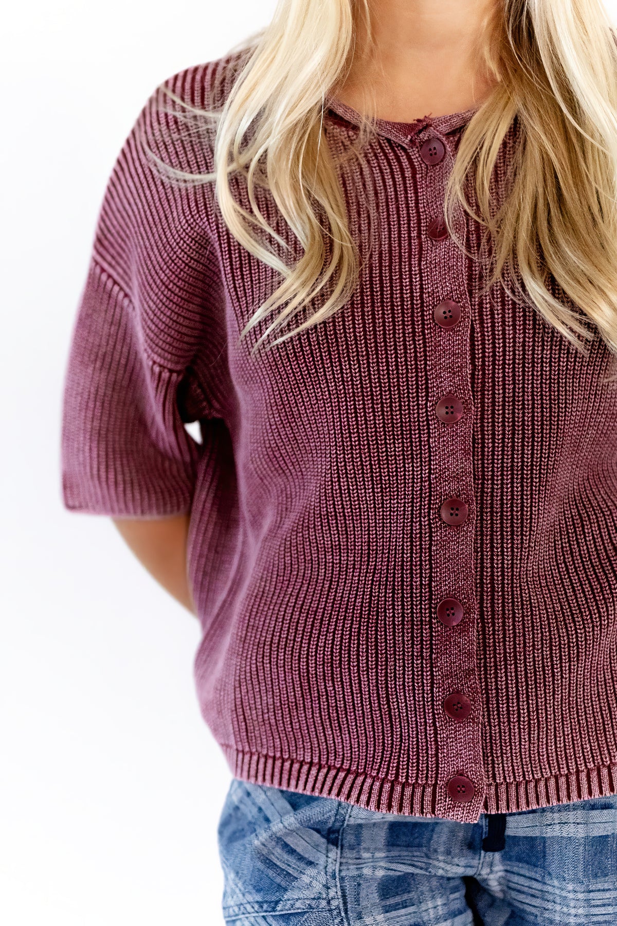 Cherry Button Knit Top