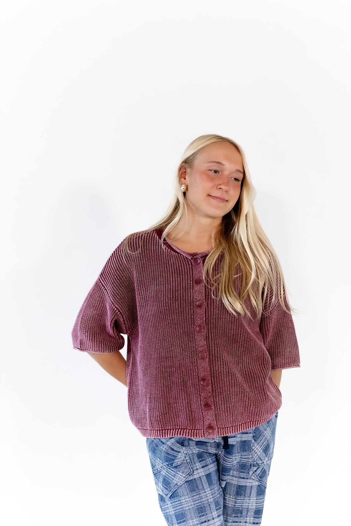 Cherry Button Knit Top