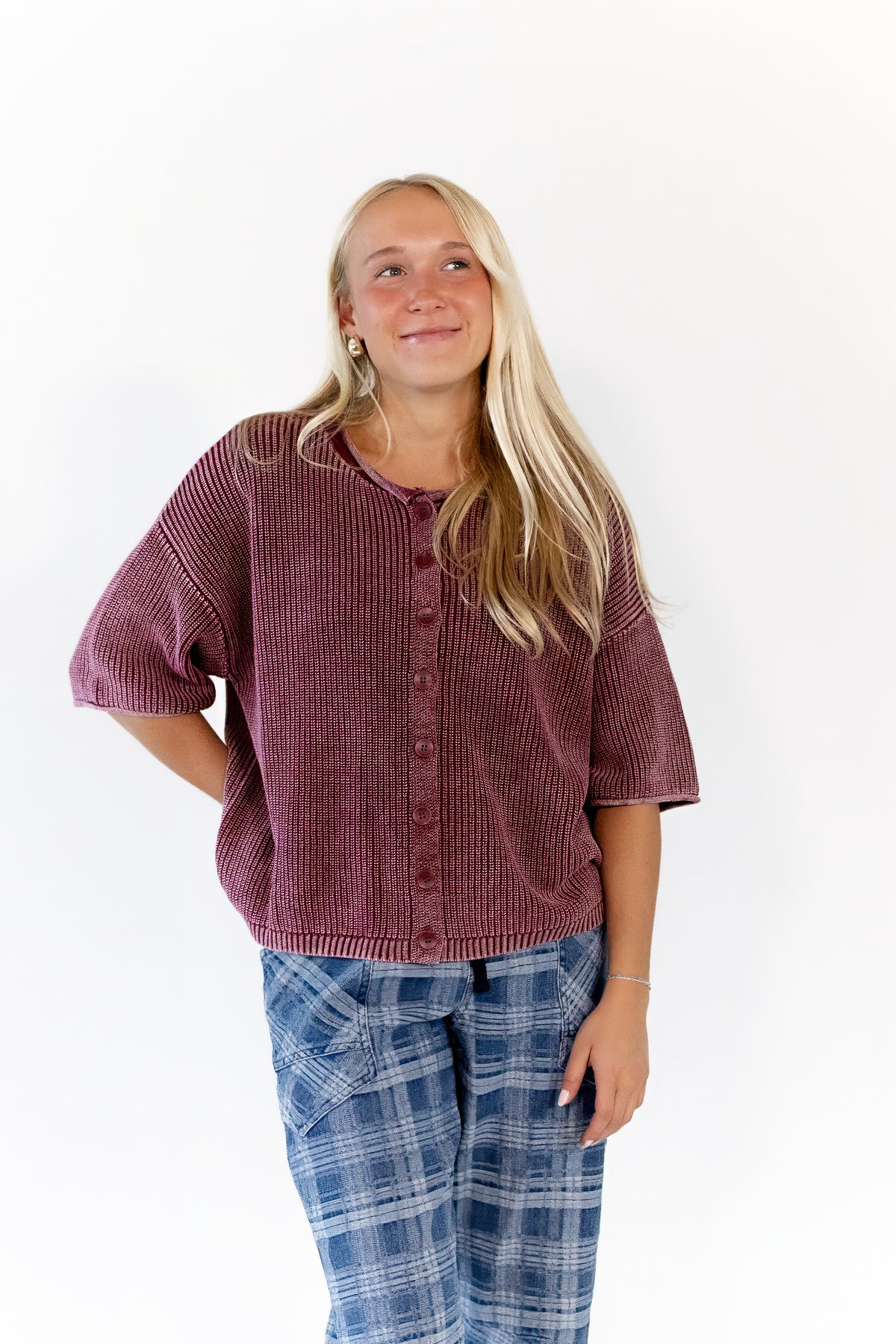 Cherry Button Knit Top