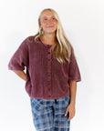 Cherry Button Knit Top