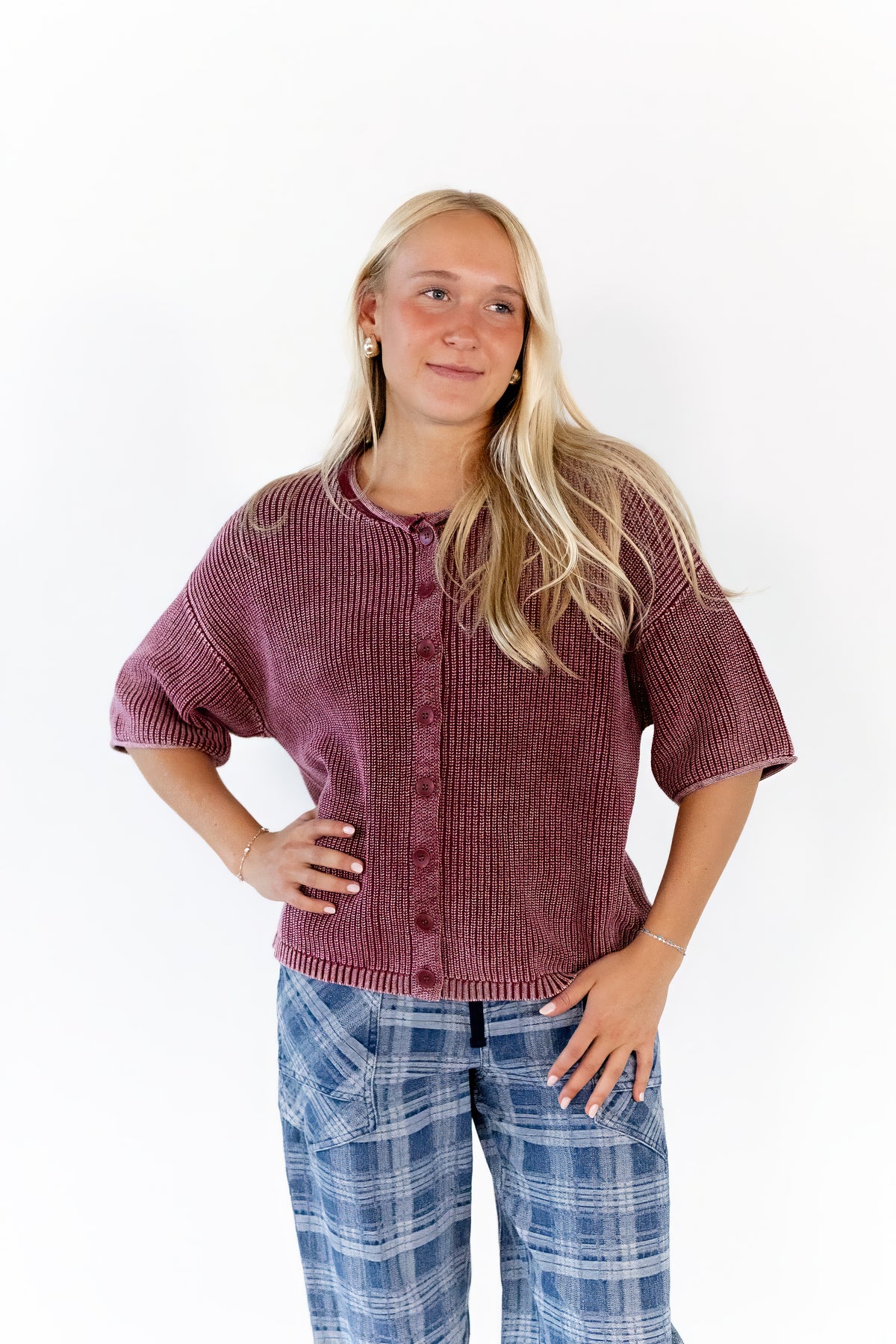 Cherry Button Knit Top