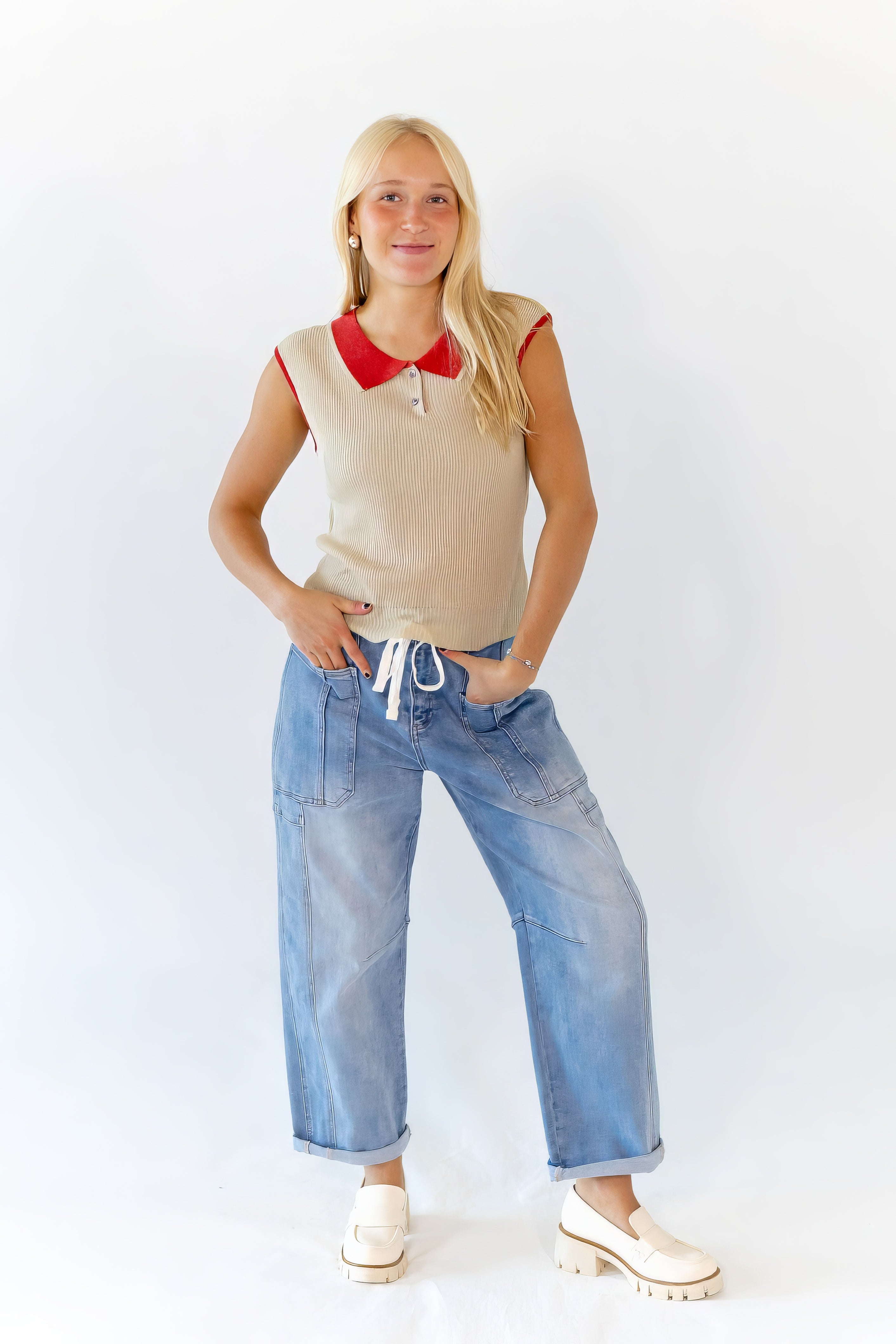 Sonrel Contrast Collared Top
