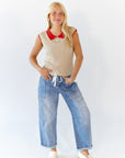 Sonrel Contrast Collared Top