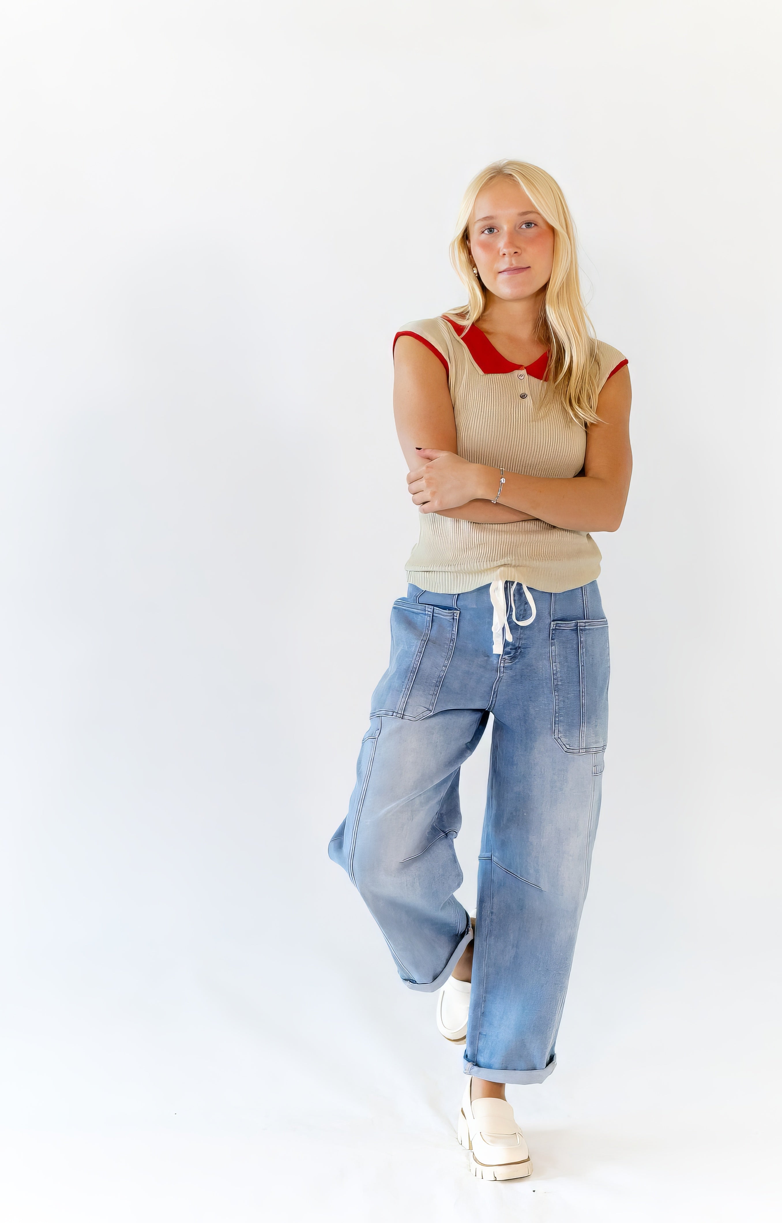 Sonrel Contrast Collared Top