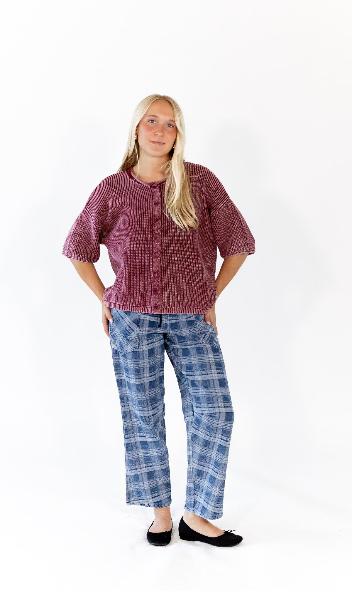 Cherry Button Knit Top