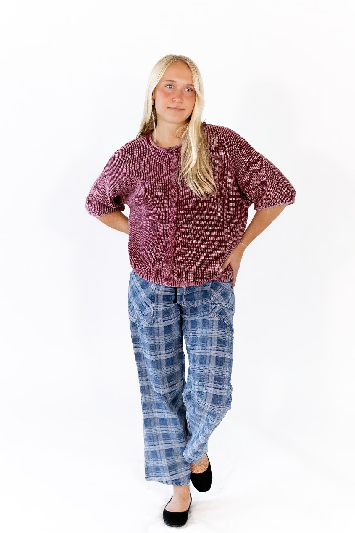 Cherry Button Knit Top