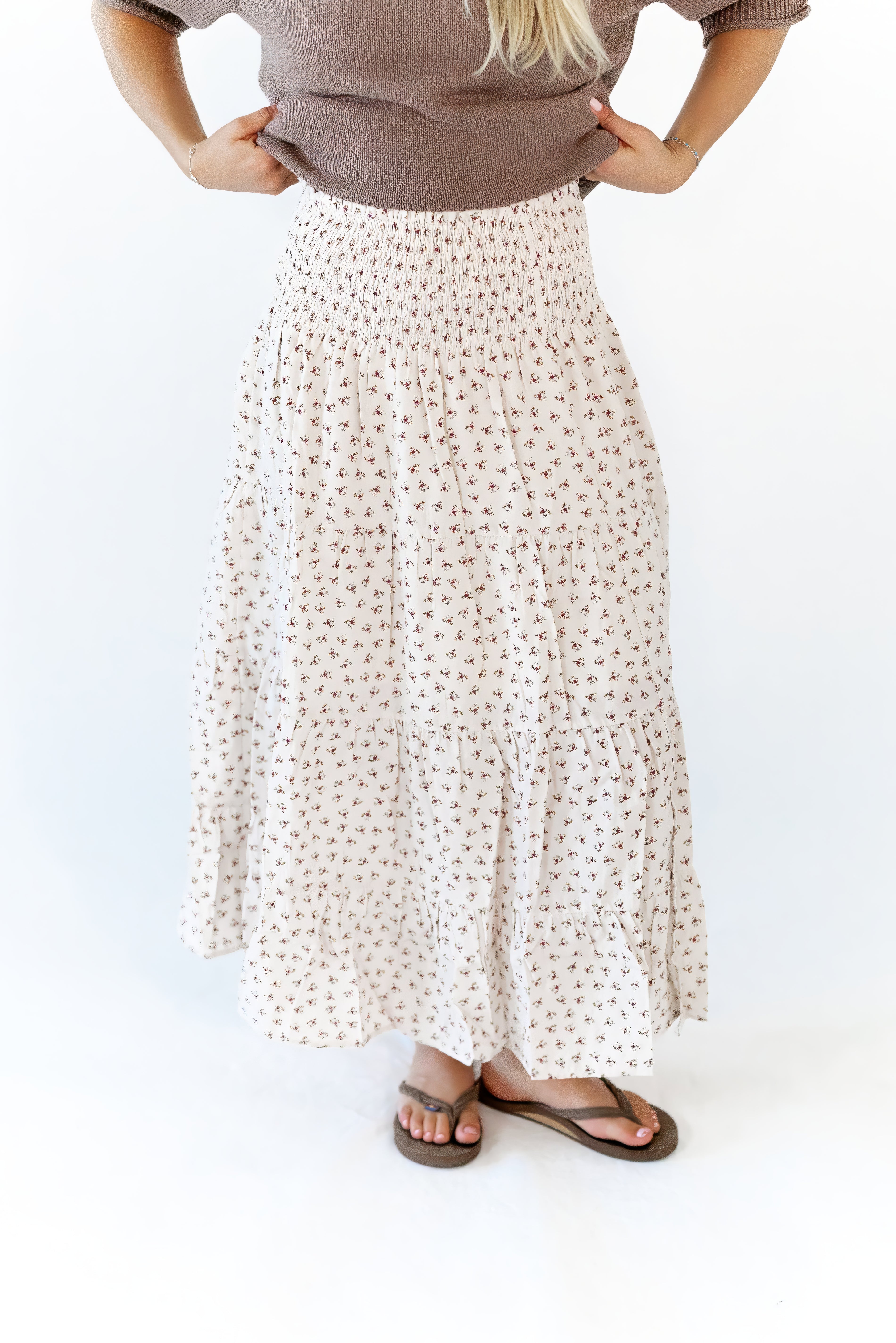 Willow Ditsy Tiered Midi Skirt