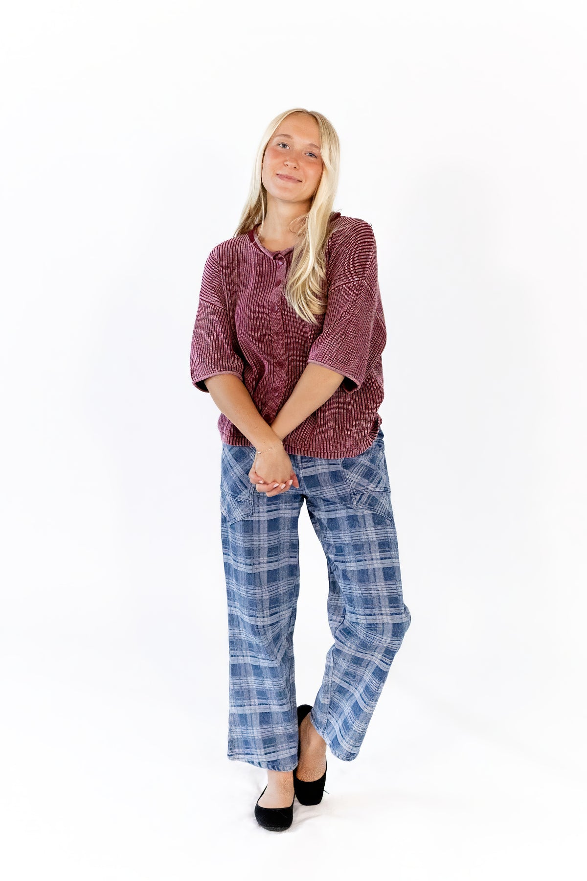 Cherry Button Knit Top