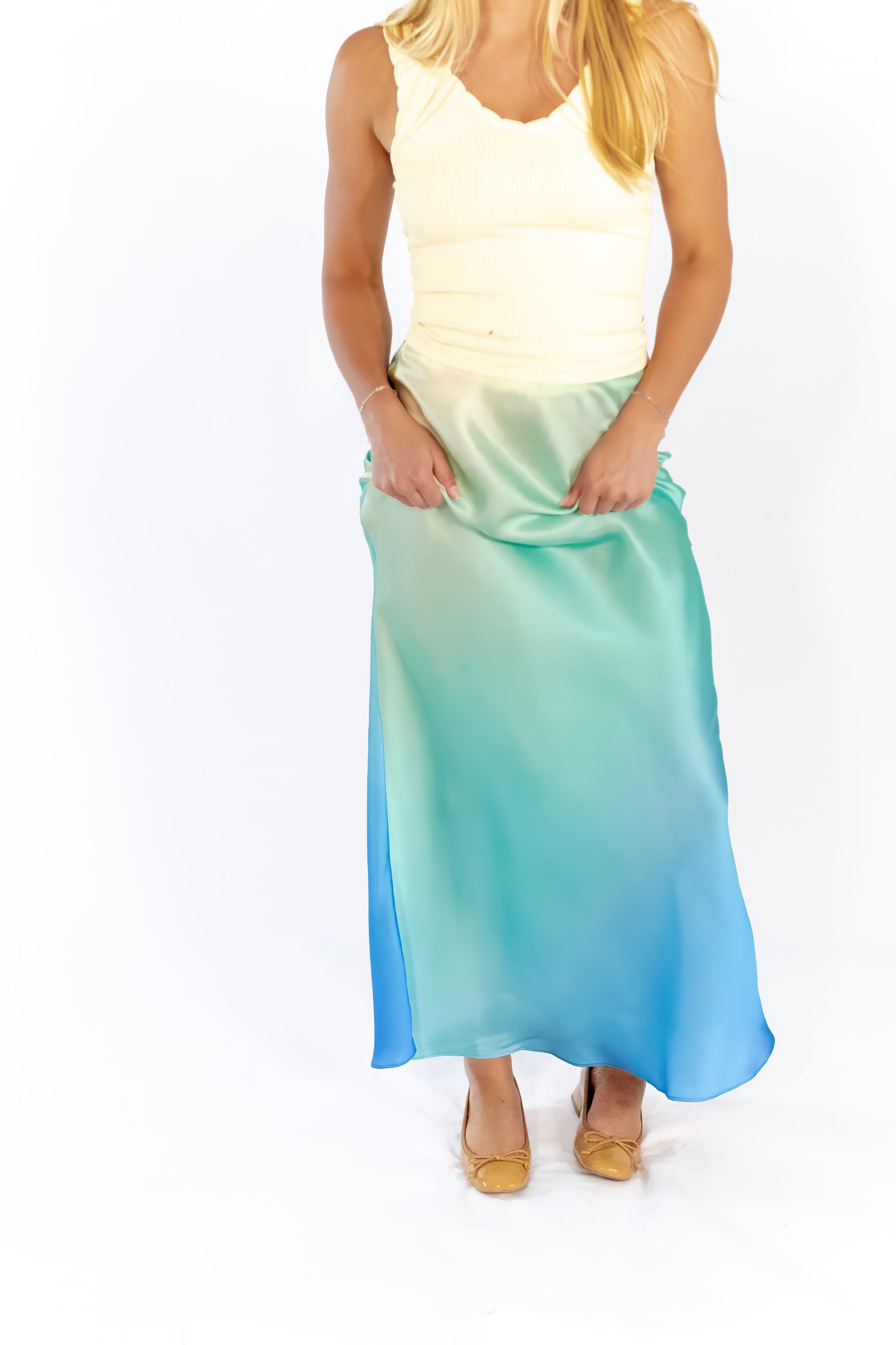 Cecelia Ombre Satin Skirt