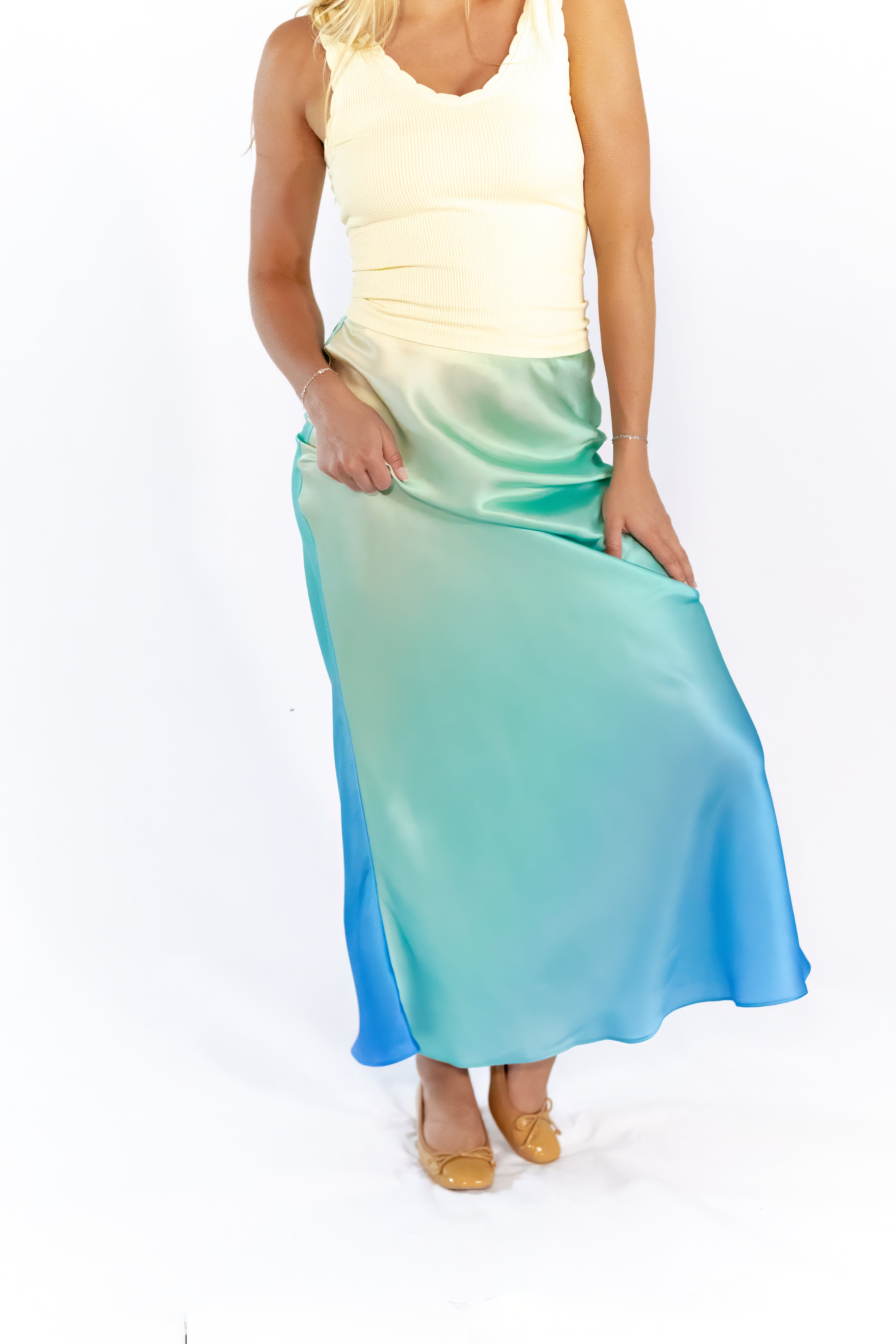 Cecelia Ombre Satin Skirt