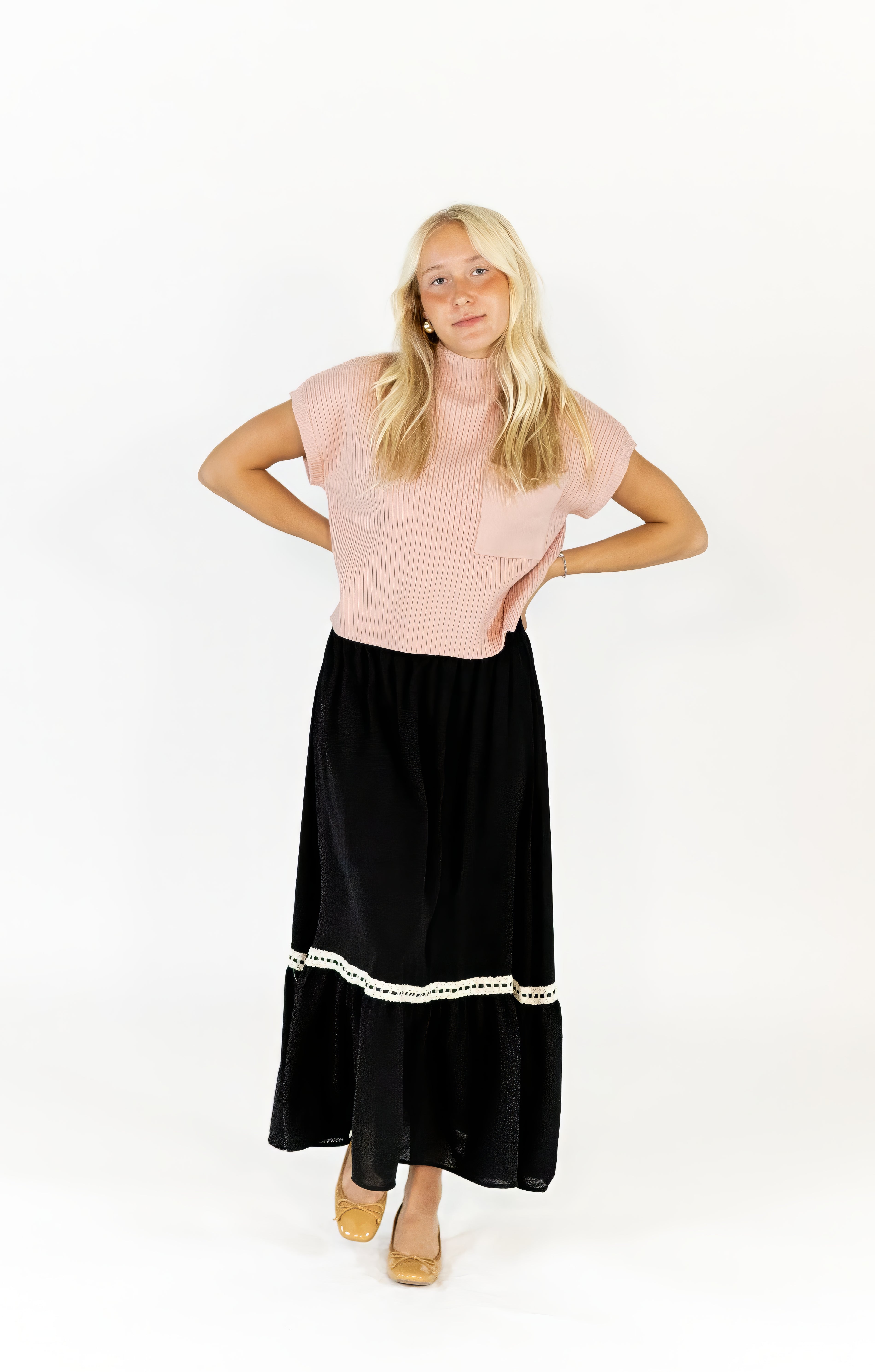 Afterglow Lace Accent Skirt · Black