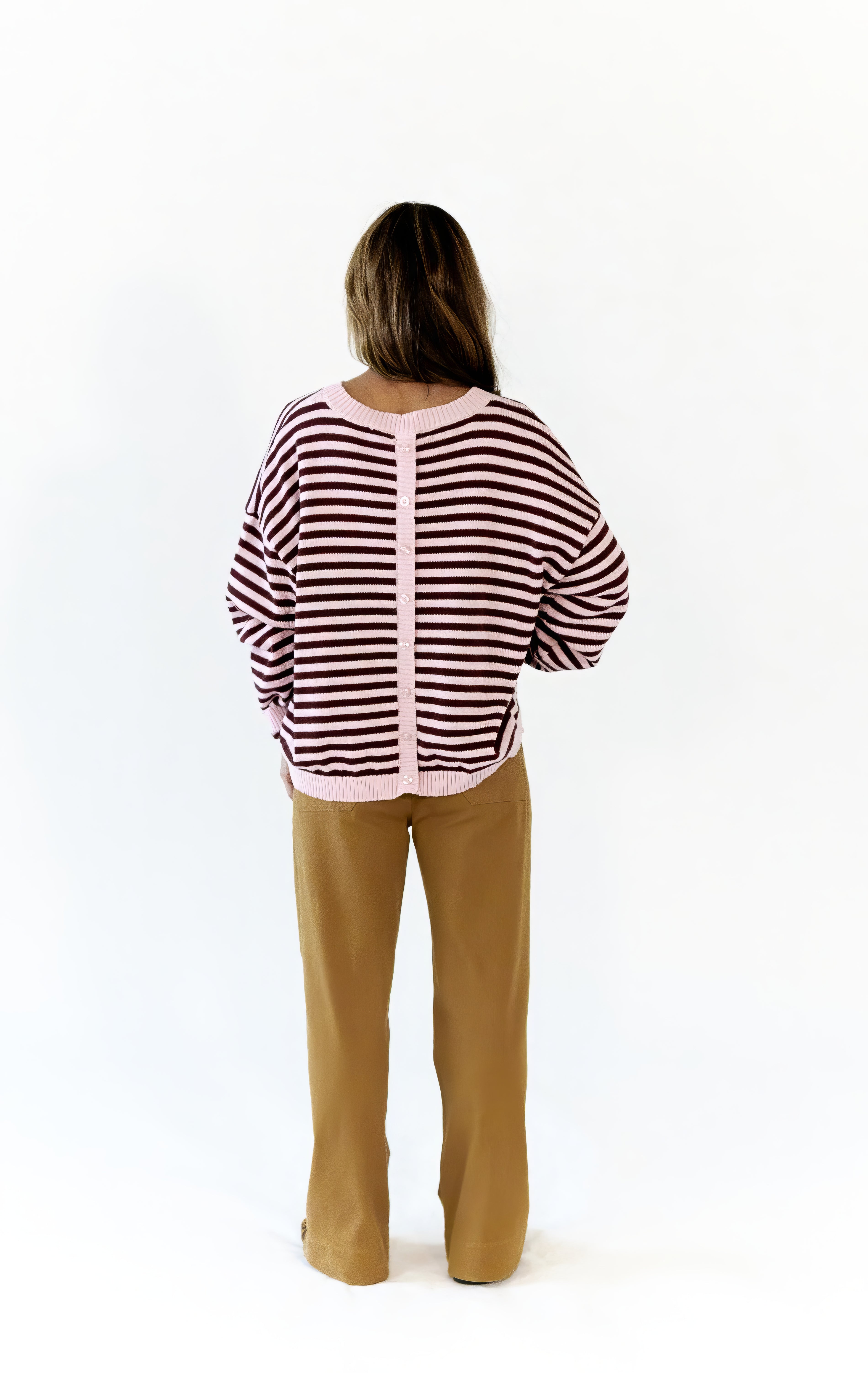 Willa Striped Button Back Sweater