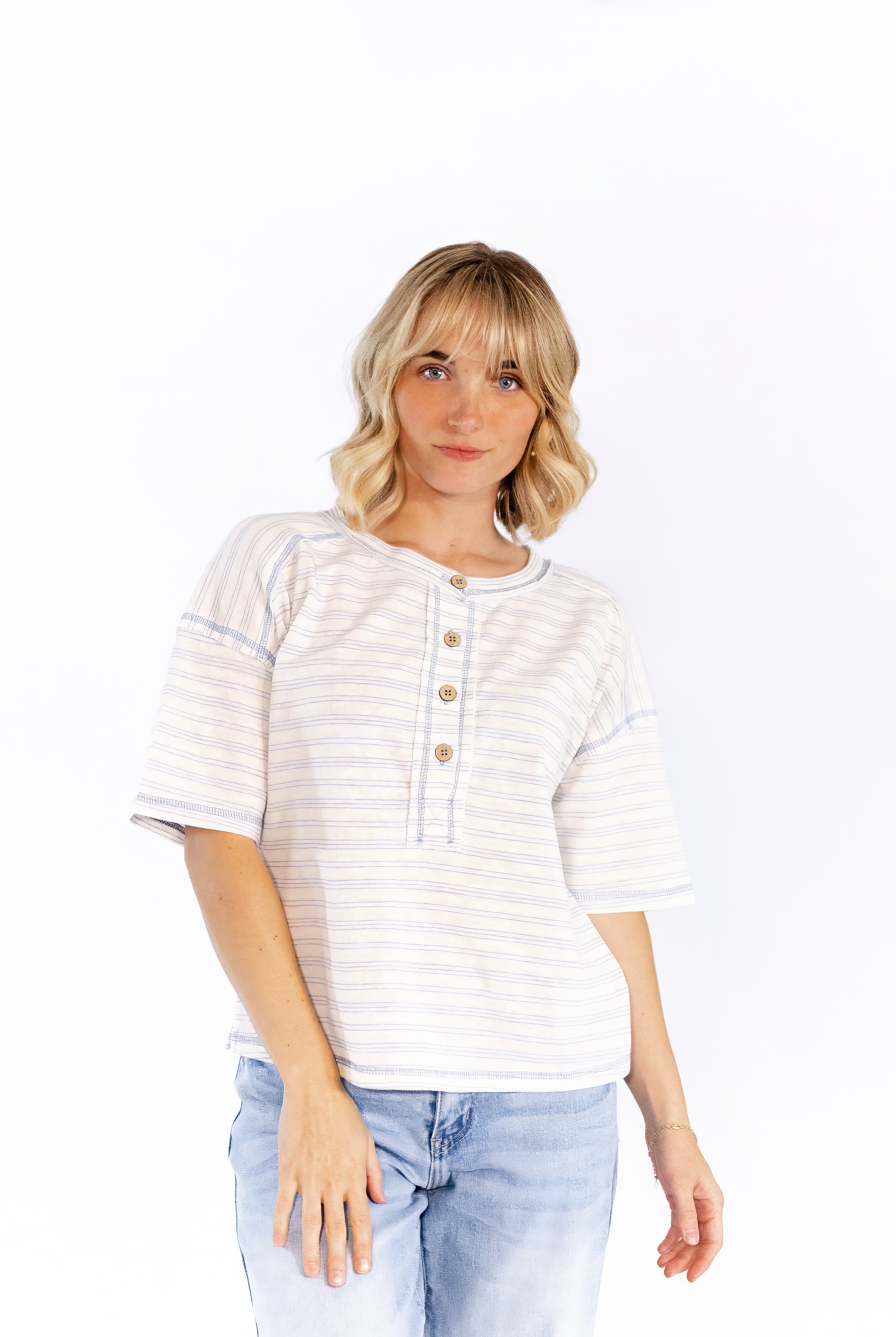 Whiley Striped Henley Tee