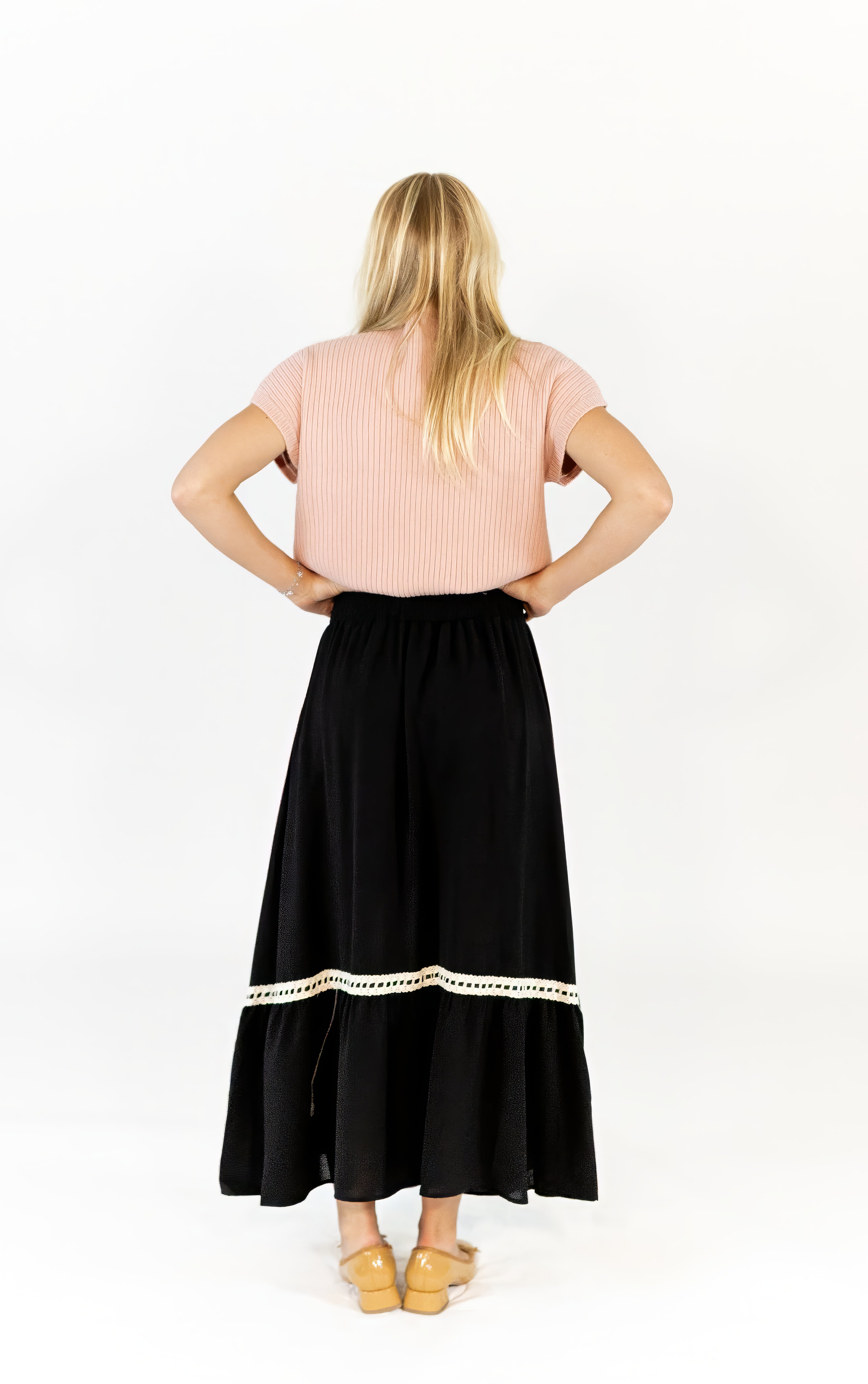 Afterglow Lace Accent Skirt · Black