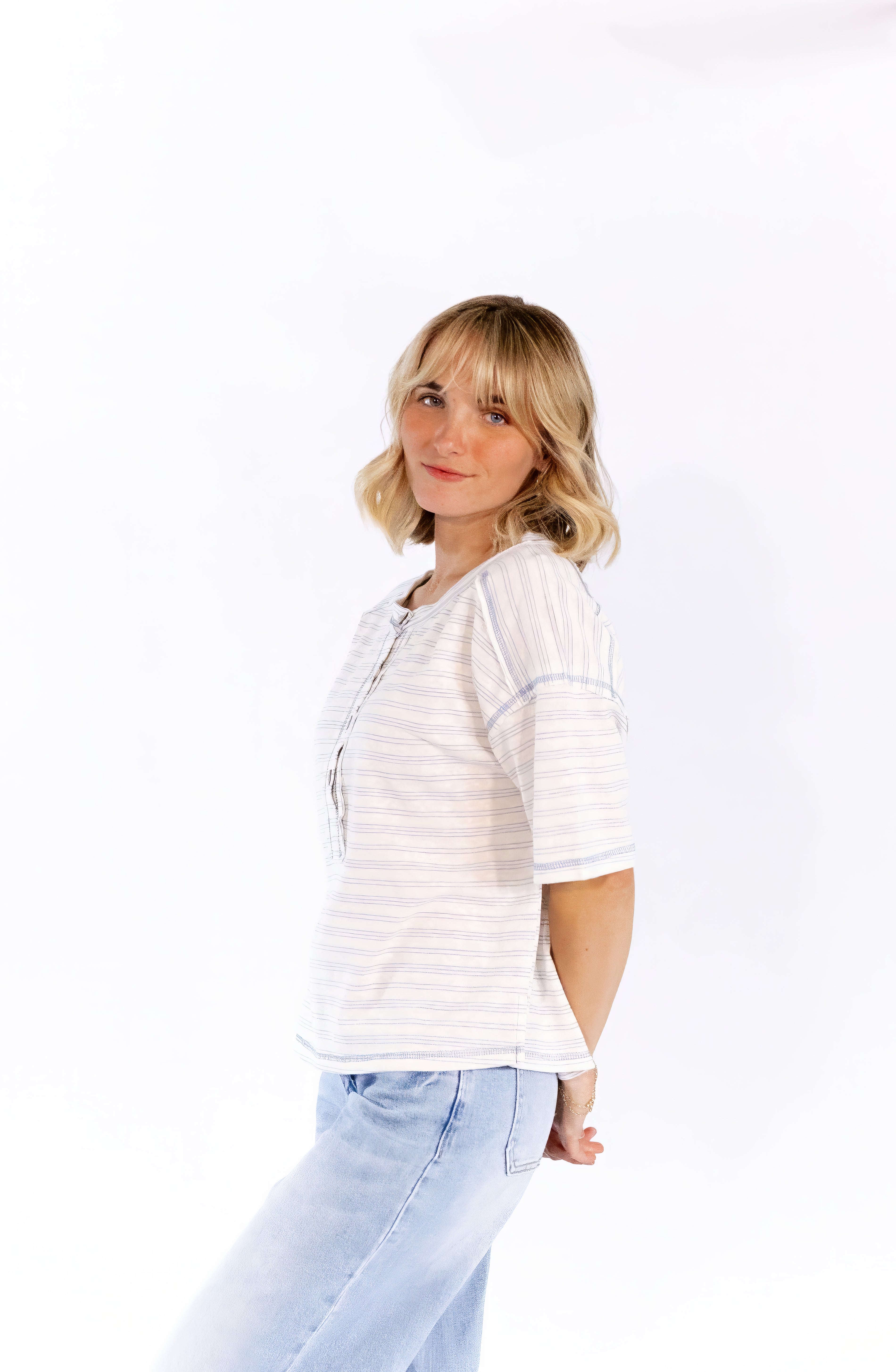 Whiley Striped Henley Tee