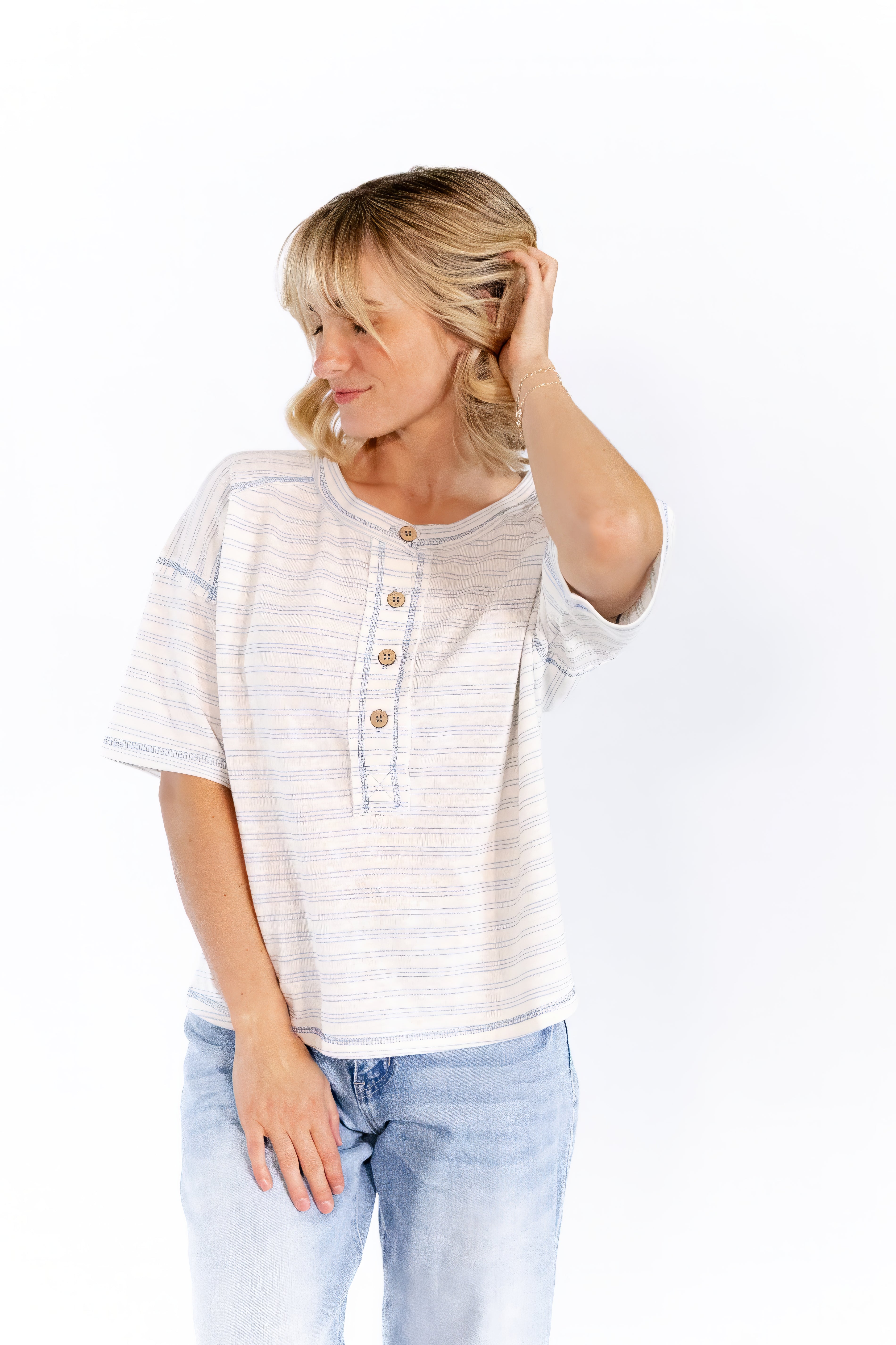 Whiley Striped Henley Tee