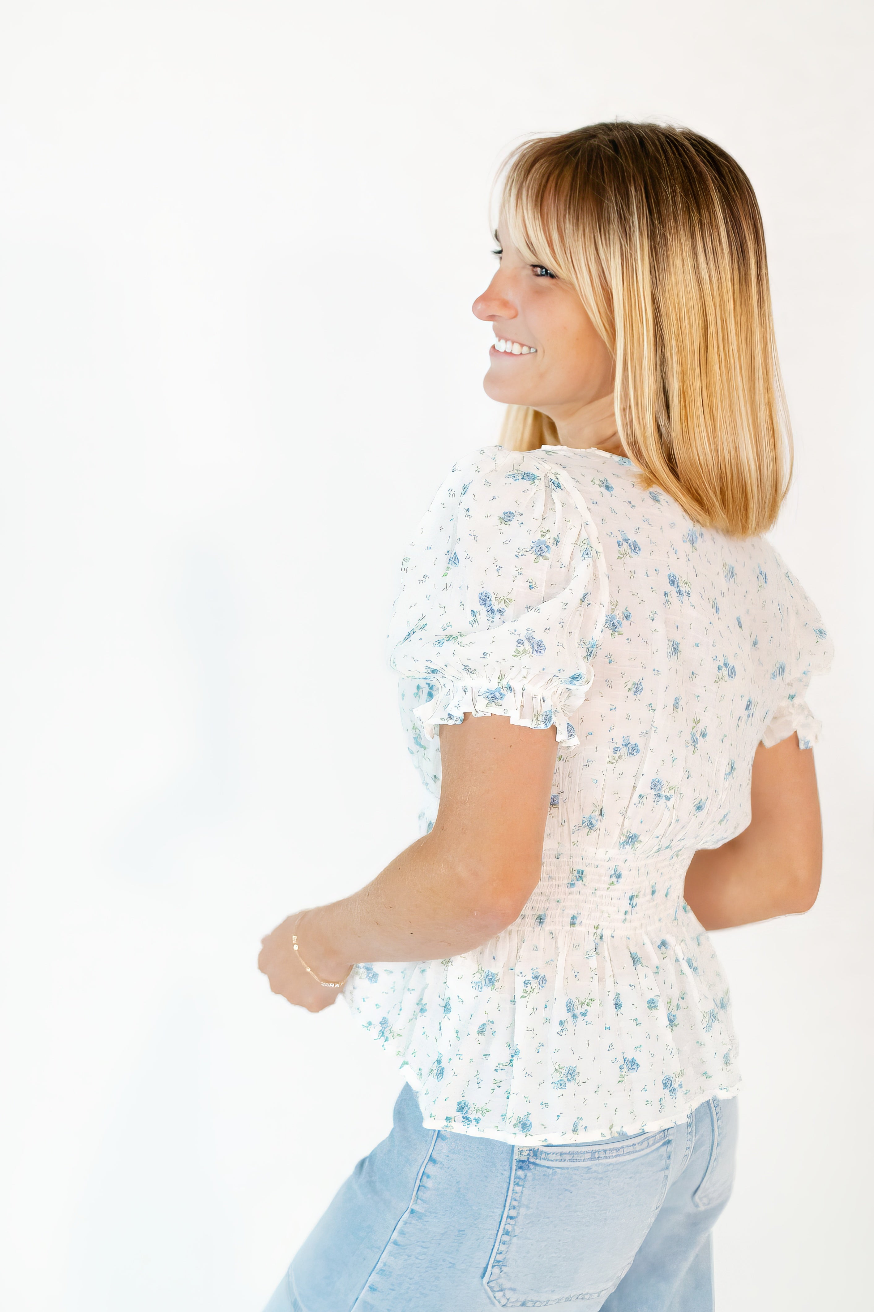 Wendy Floral Crochet Trim Top