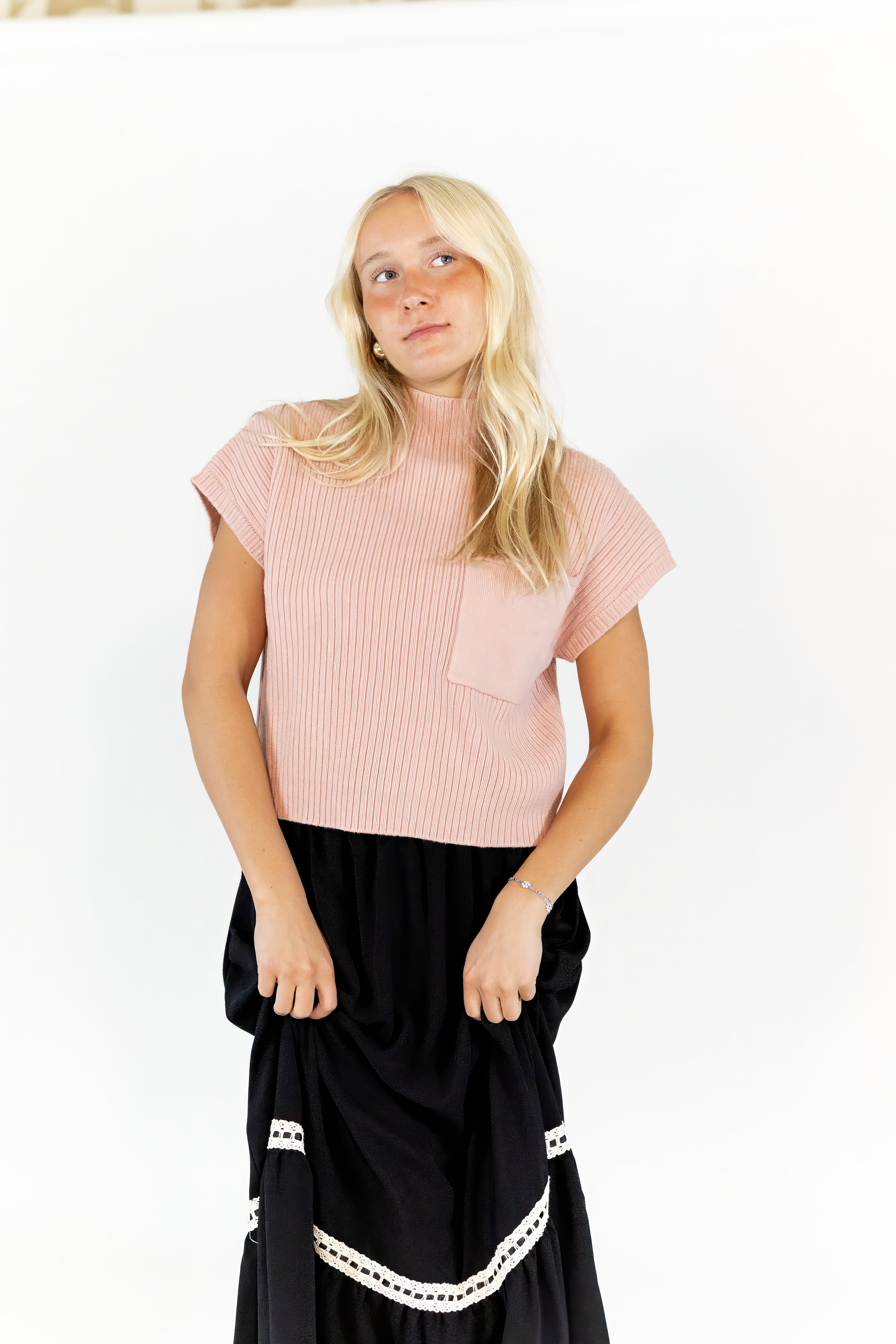 Afterglow Lace Accent Skirt · Black