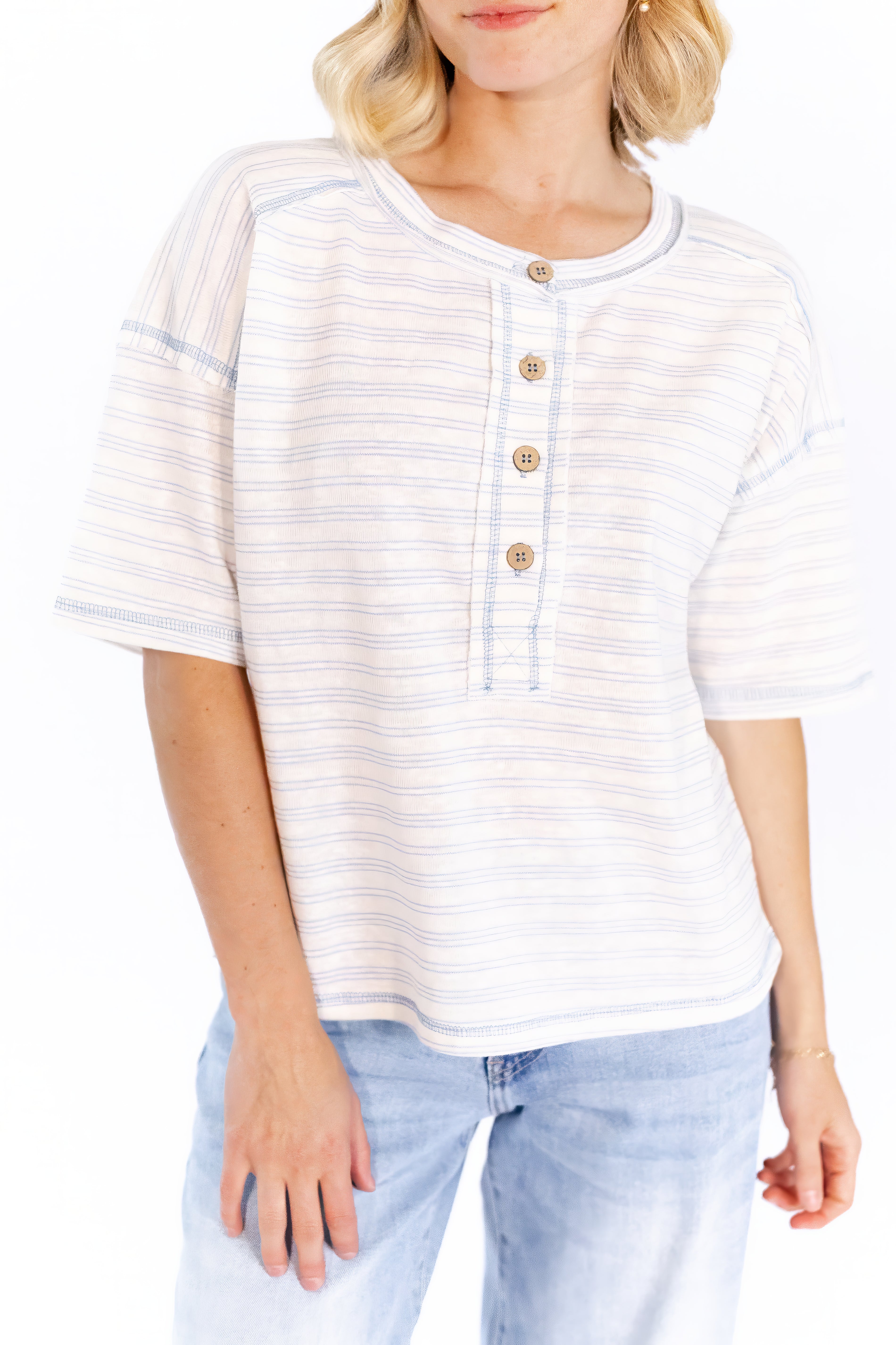 Whiley Striped Henley Tee