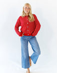 Ayo Striped Cardigan · Red