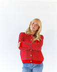 Ayo Striped Cardigan · Red