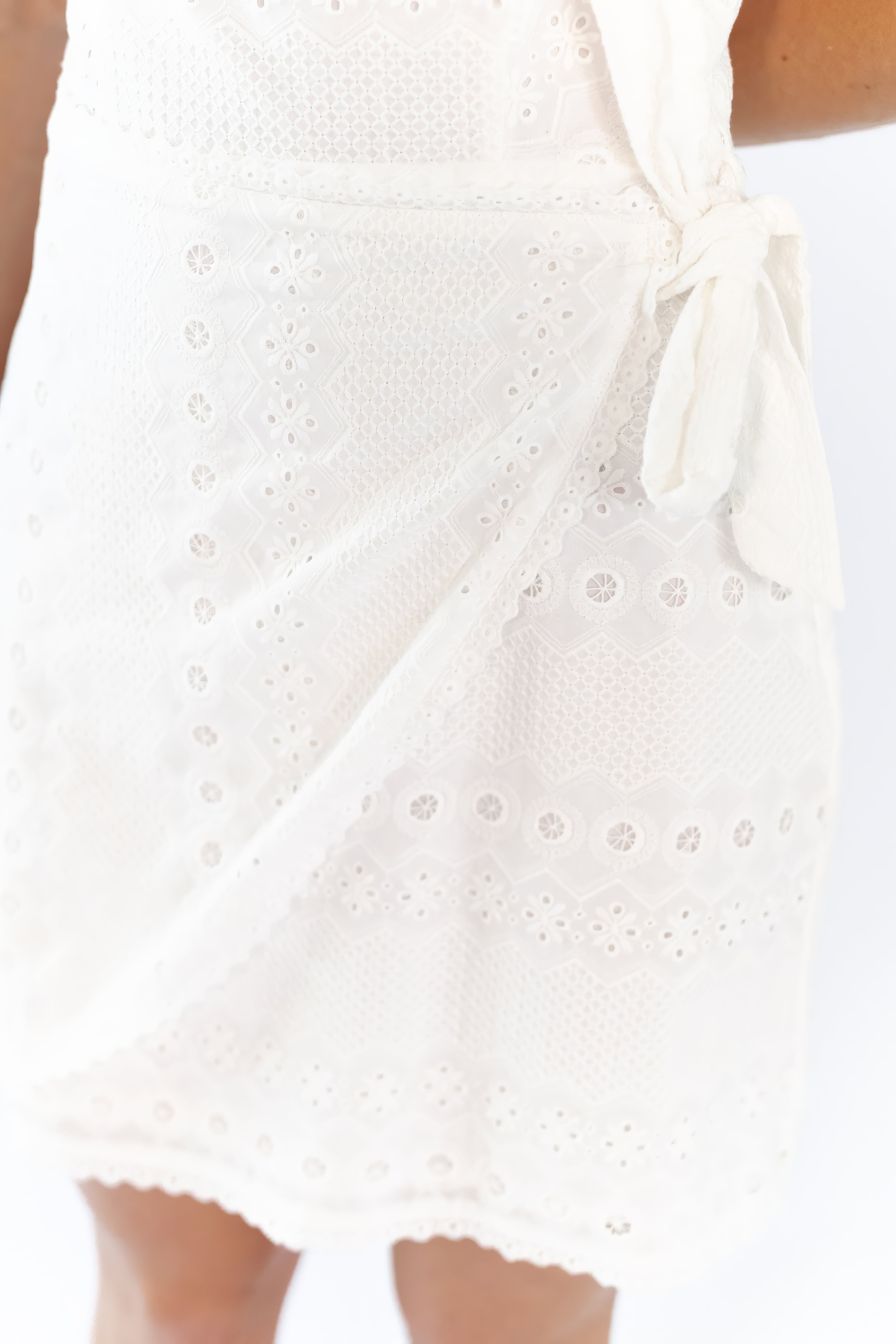 Tuck Lace Wrap Dress
