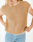 Walter Crochet Contrast Seam Top