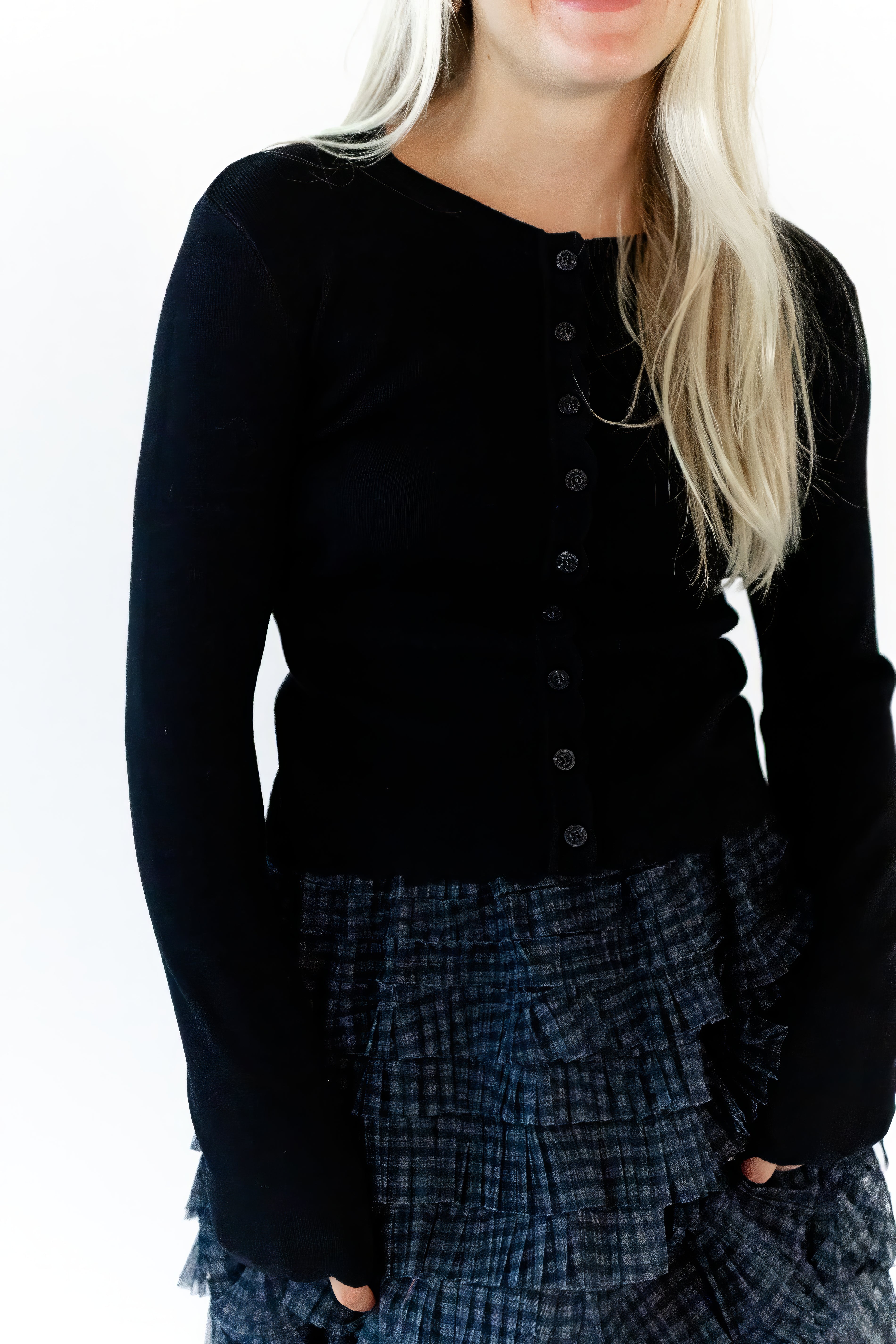 Nara Button Up Scalloped Cardigan