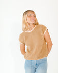 Walter Crochet Contrast Seam Top