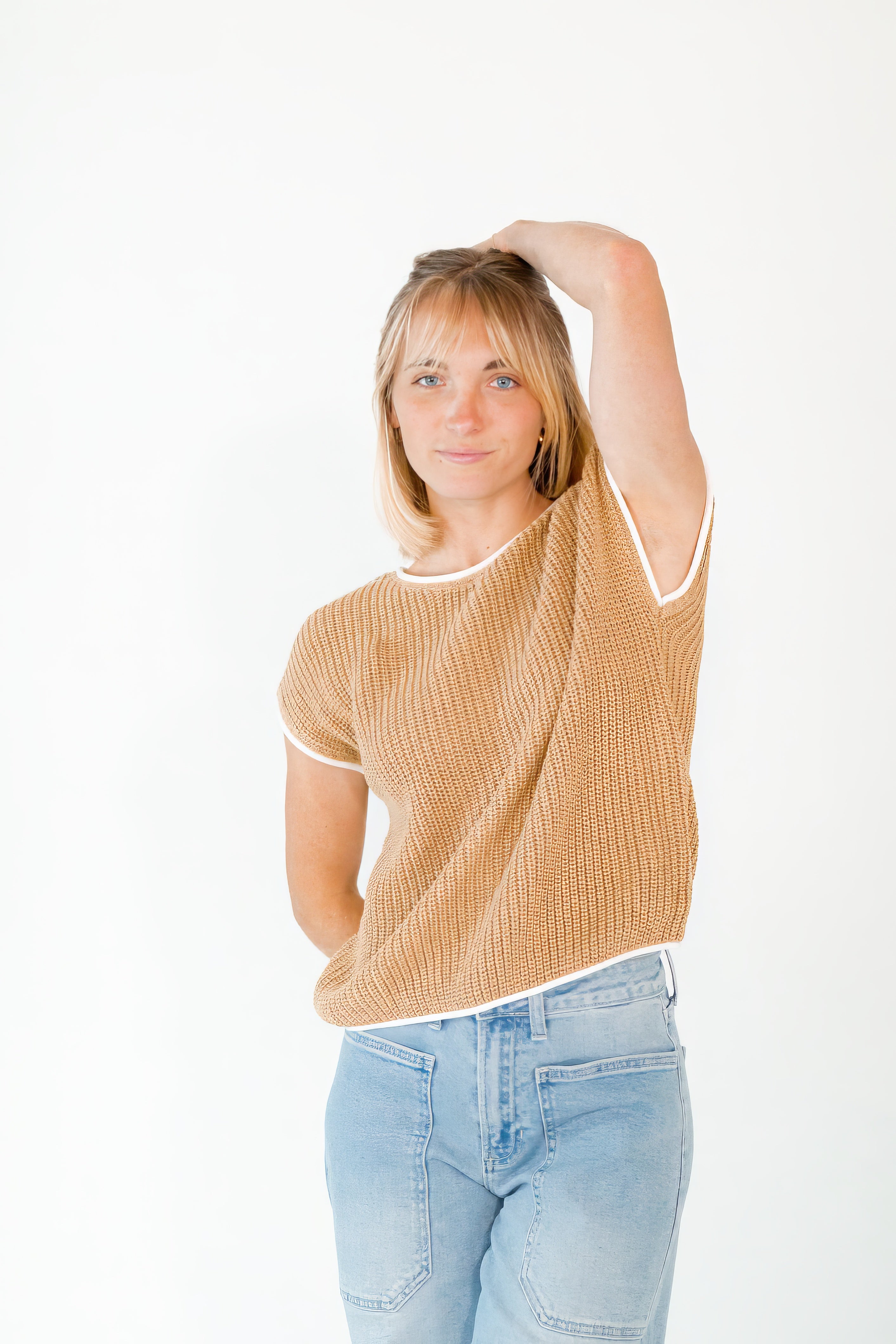 Walter Crochet Contrast Seam Top