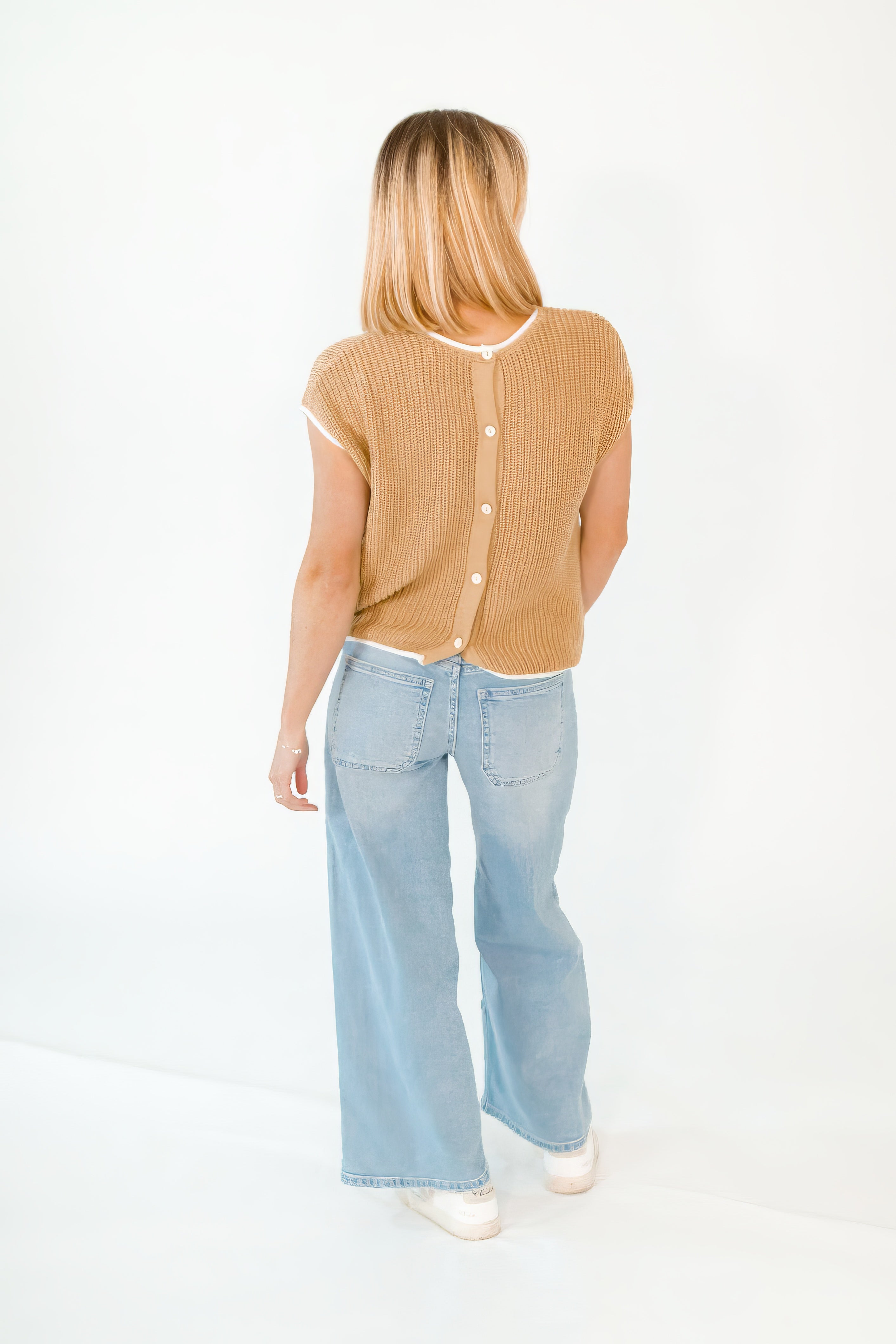 Walter Crochet Contrast Seam Top