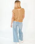 Walter Crochet Contrast Seam Top