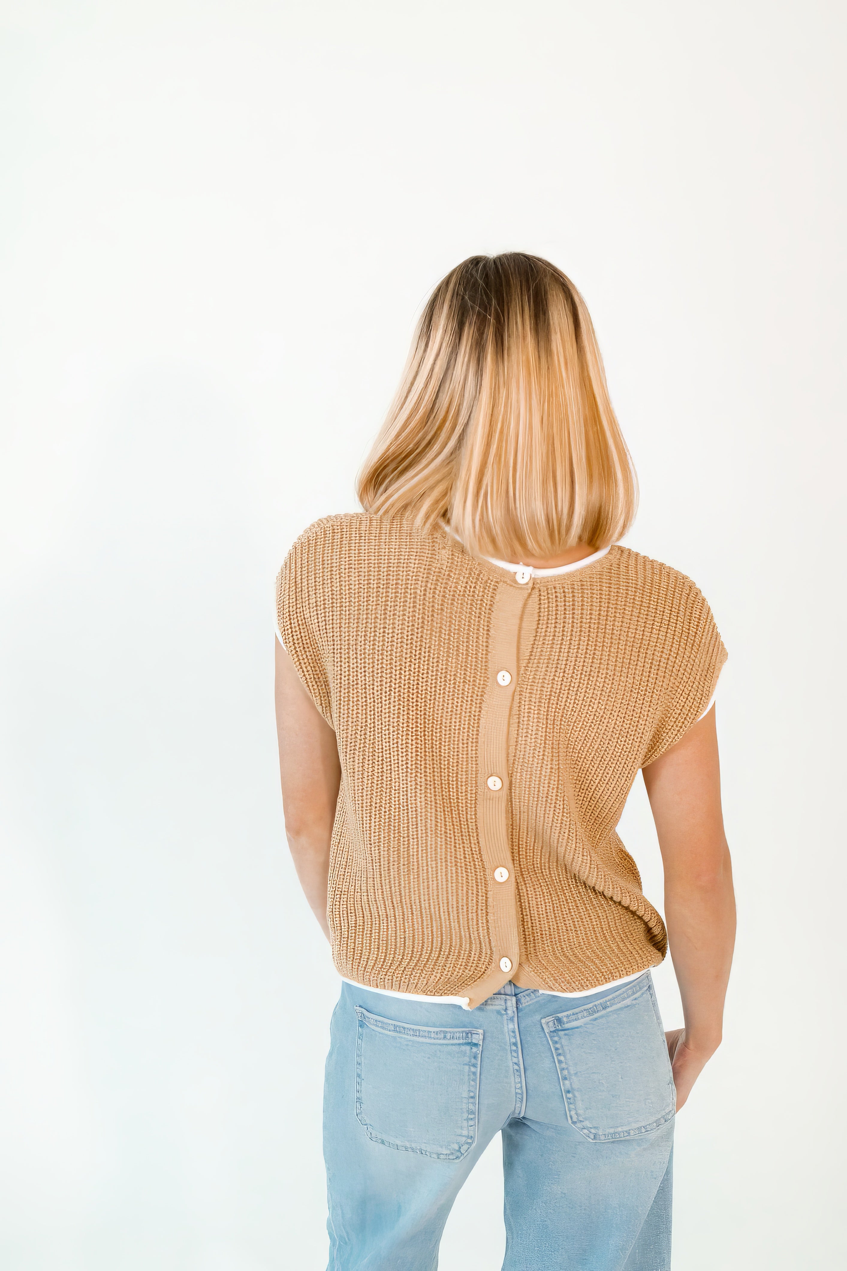 Walter Crochet Contrast Seam Top