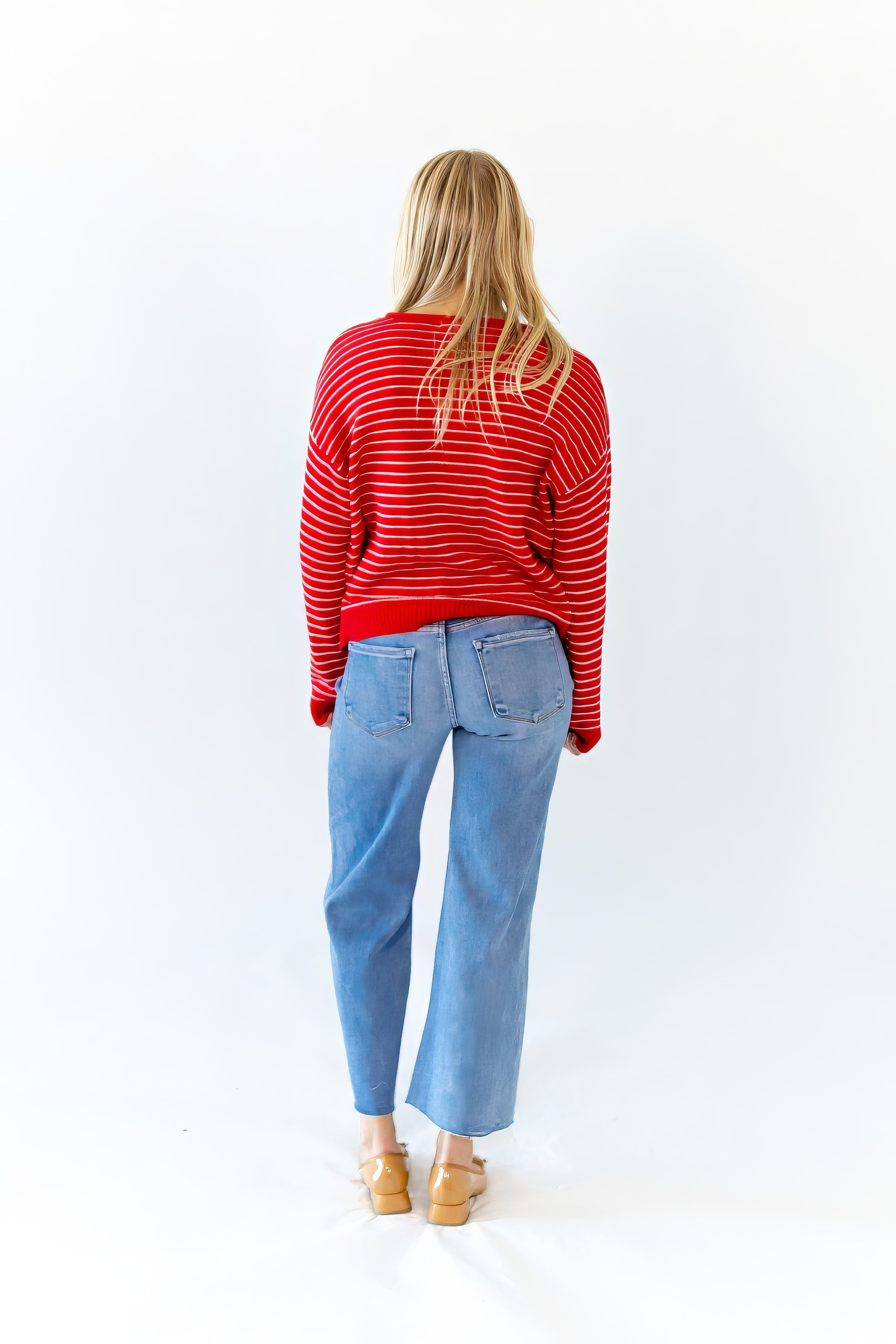 Ayo Striped Cardigan · Red