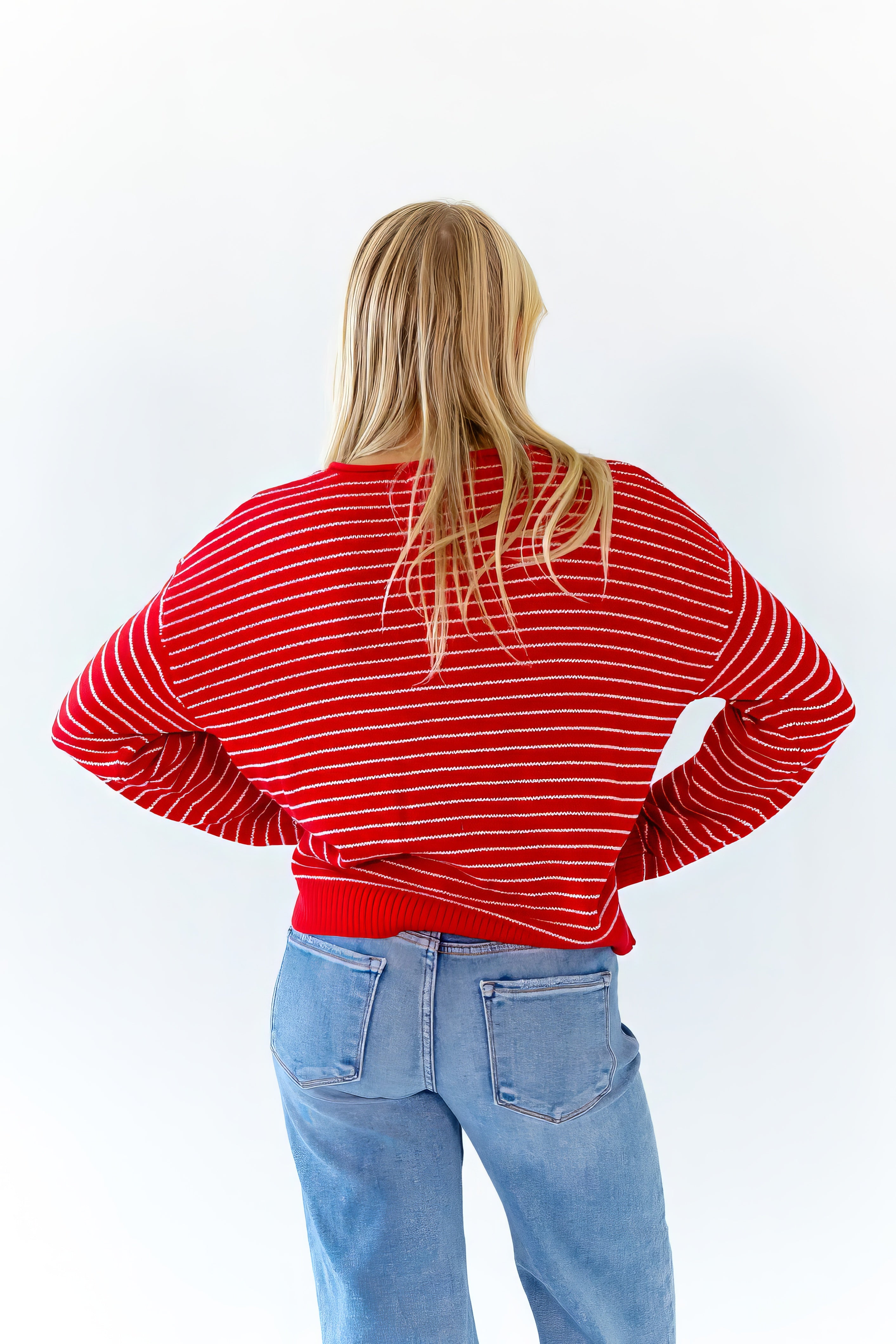Ayo Striped Cardigan · Red