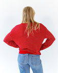 Ayo Striped Cardigan · Red