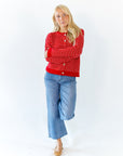 Ayo Striped Cardigan · Red