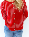 Ayo Striped Cardigan · Red