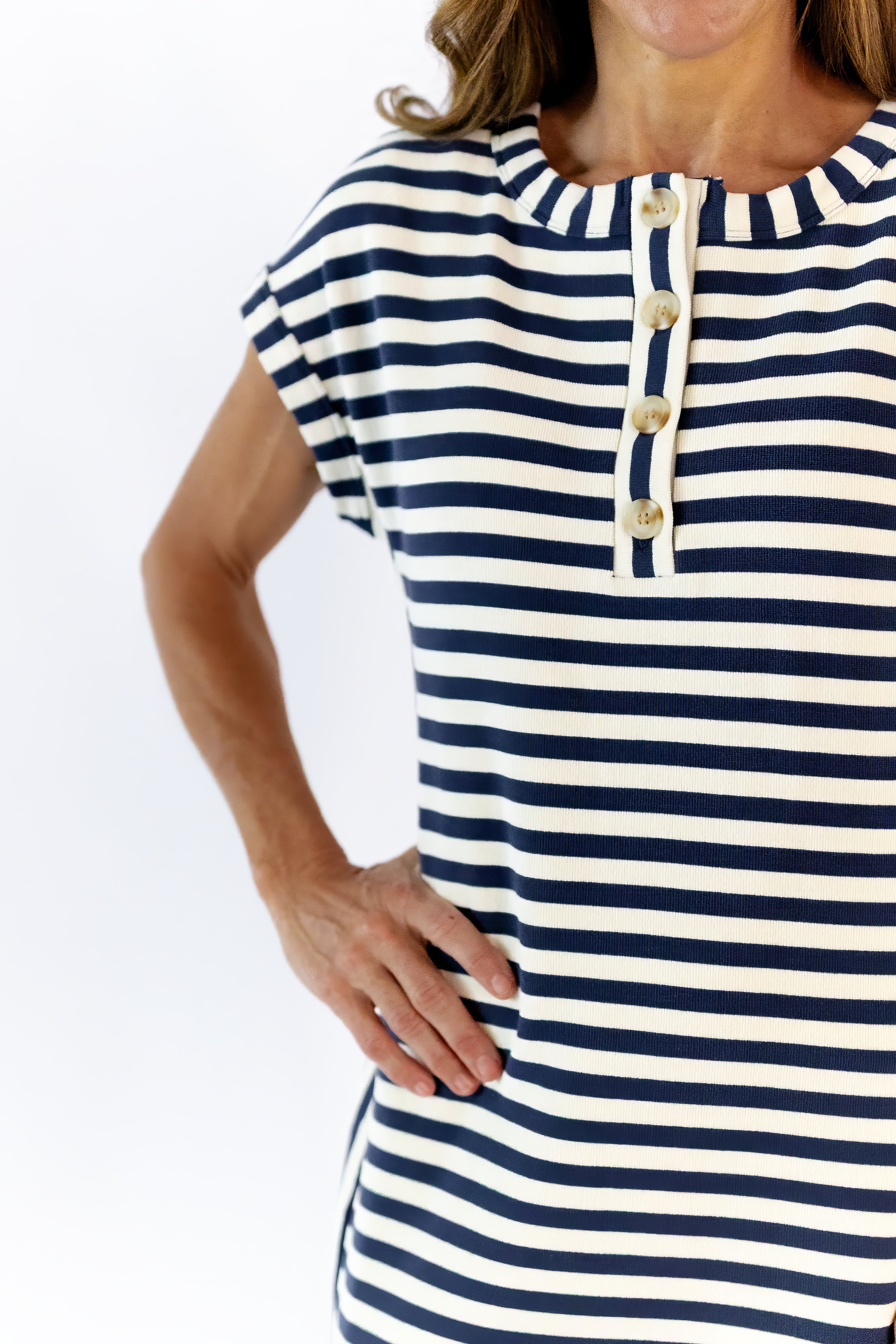 Aven Striped Henley Dress