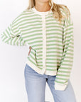 Eterne Striped Button Up Cardigan