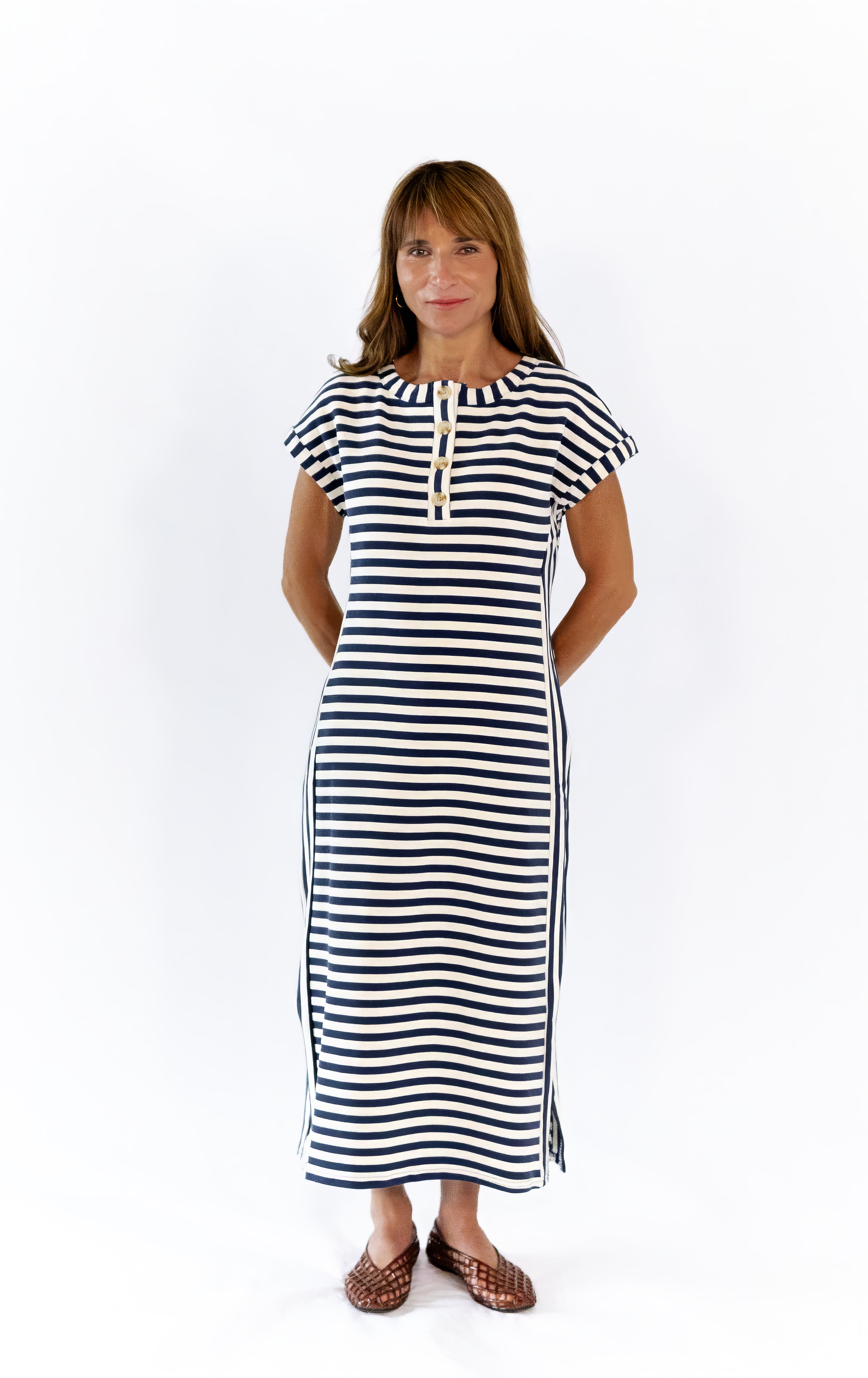 Aven Striped Henley Dress